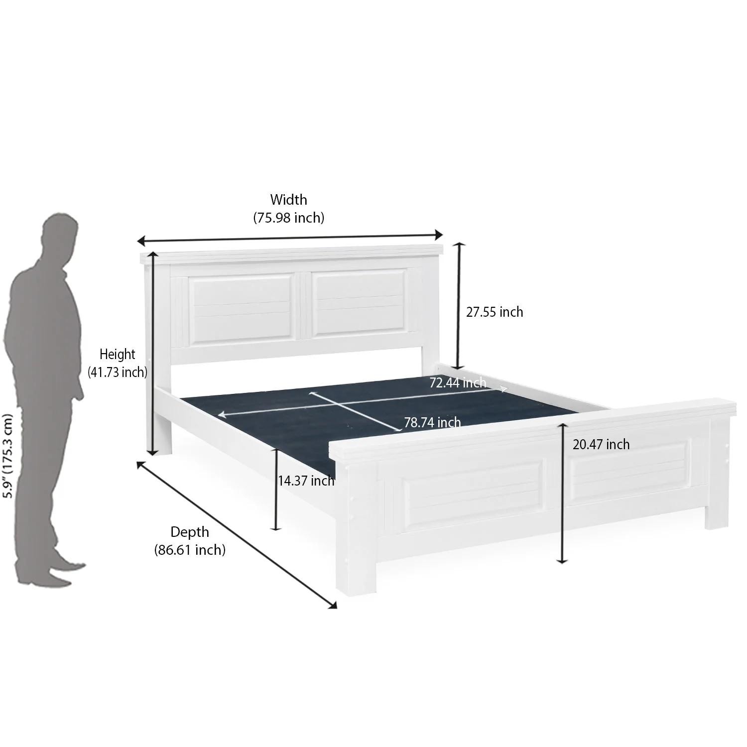 Nilkamal Anderson Solid Wood king Bed without Storage (White) - Image 10