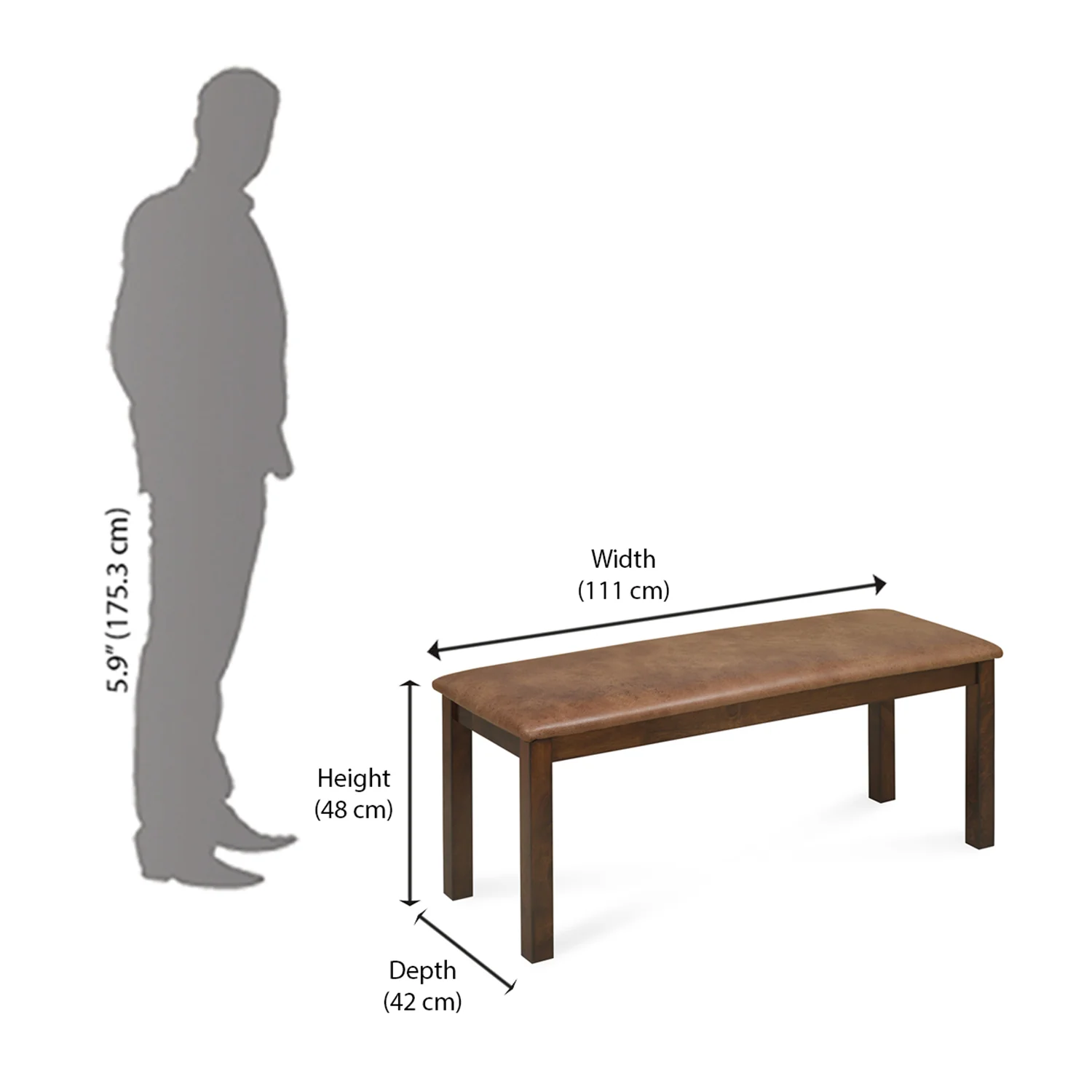 Nilkamal Arnold Multi Use Long Sitting Bench for Living Room | Dining Room (Walnut) - Image 7