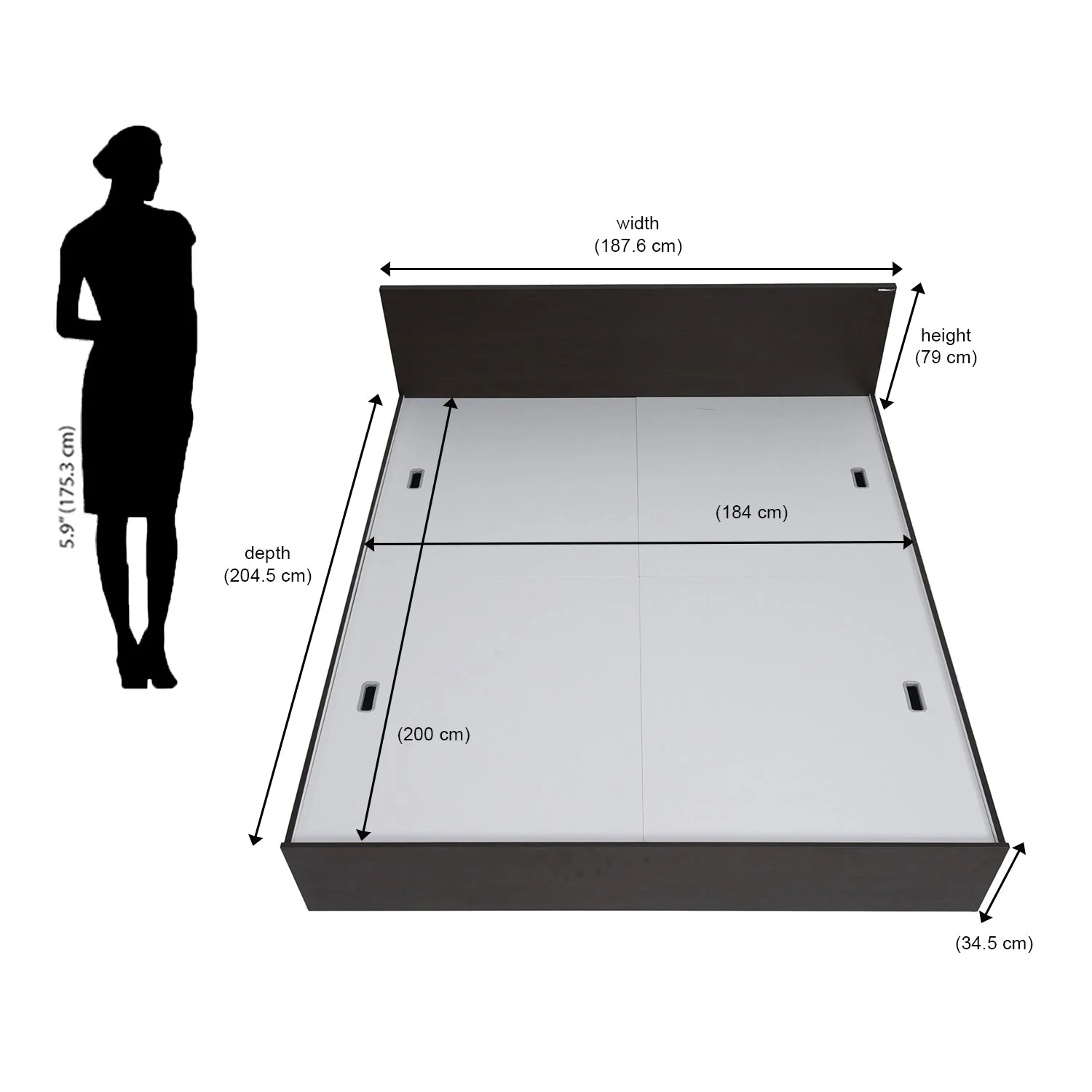 Nilkamal Arthur King Bed with Storage (Walnut) - Image 19