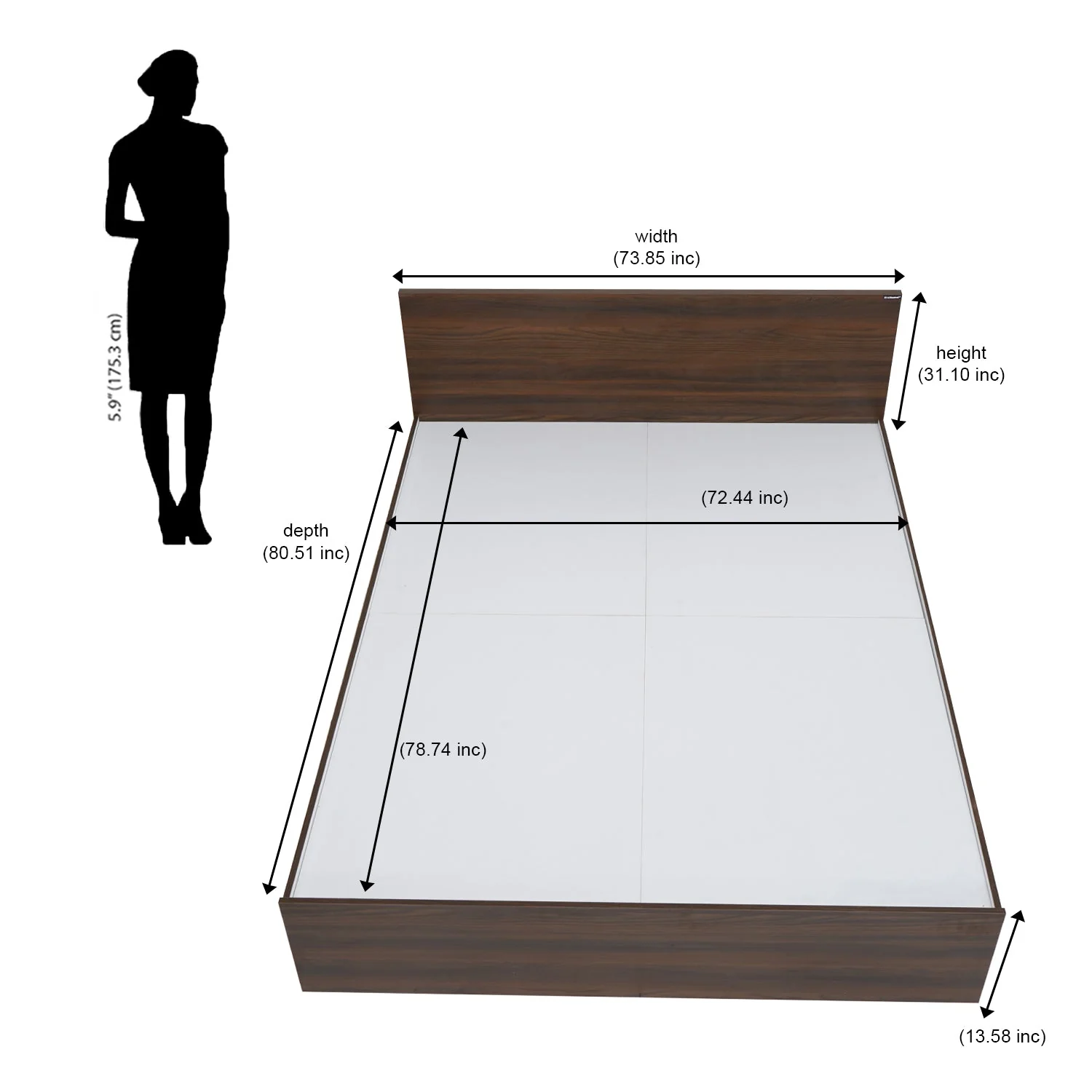 Nilkamal Arthur King Bed (Walnut) - Image 8