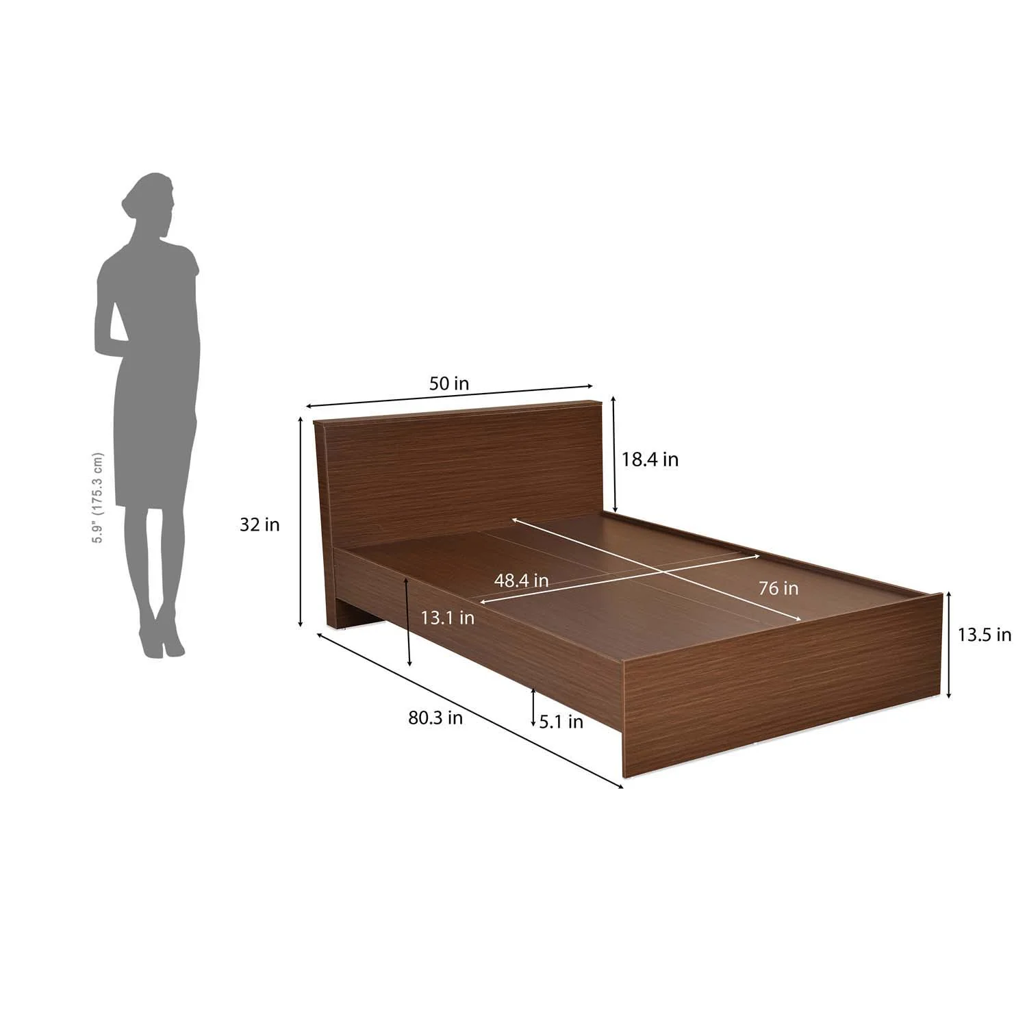 Nilkamal Arthur Plus Double Bed (Legno Oak Dark) - Image 5