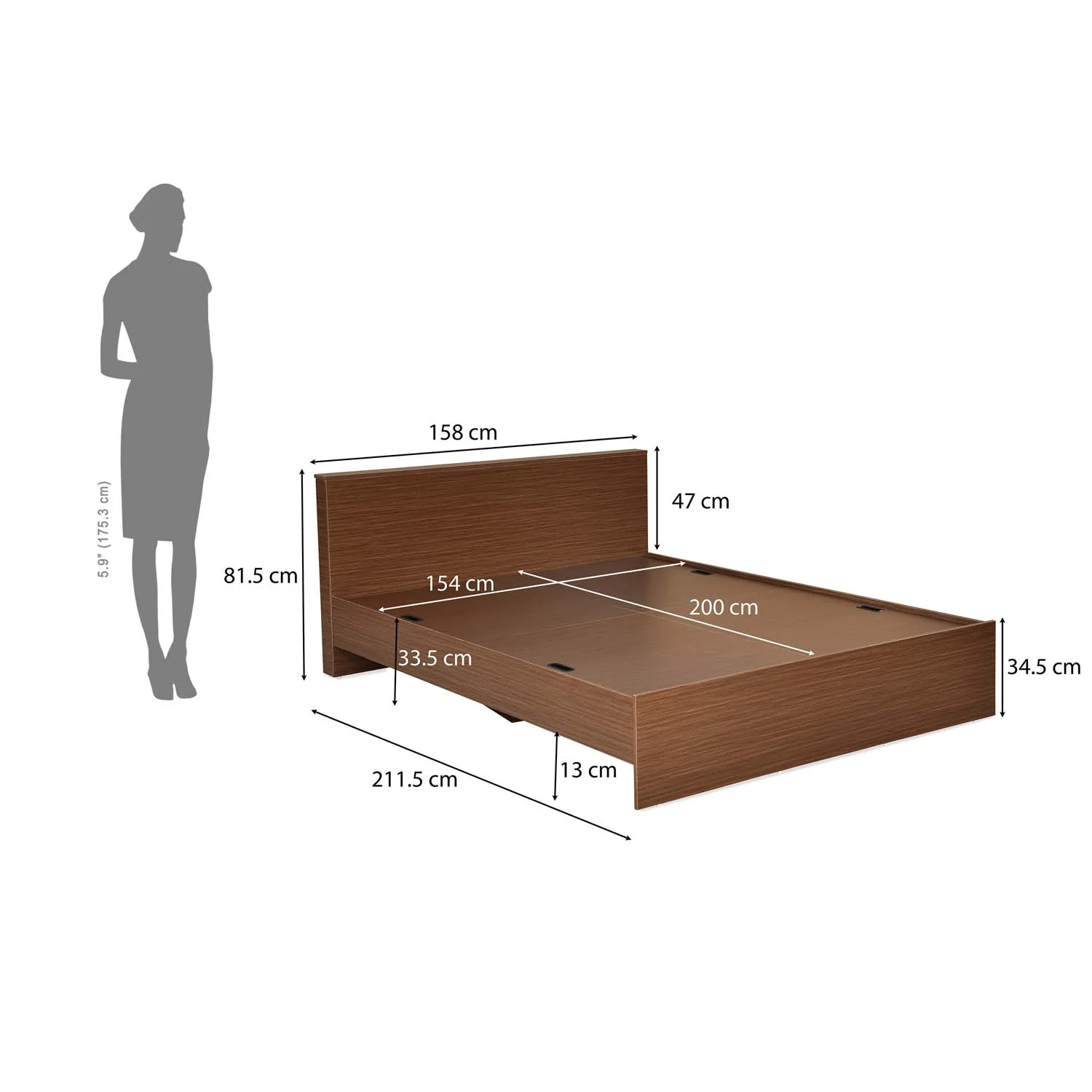 Nilkamal Arthur Plus Queen Bed (Legno Oak Dark) - Image 4