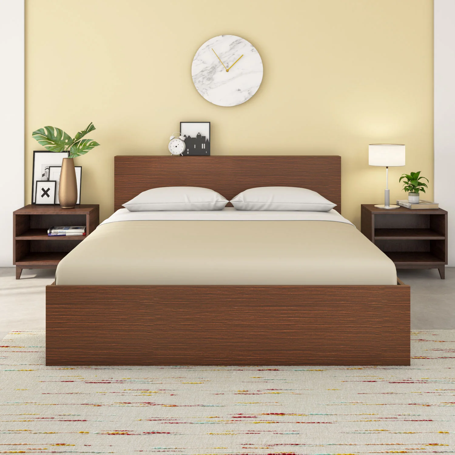 Nilkamal Arthur Plus Queen Bed With Storage (Legno Oak Dark) - Image 2