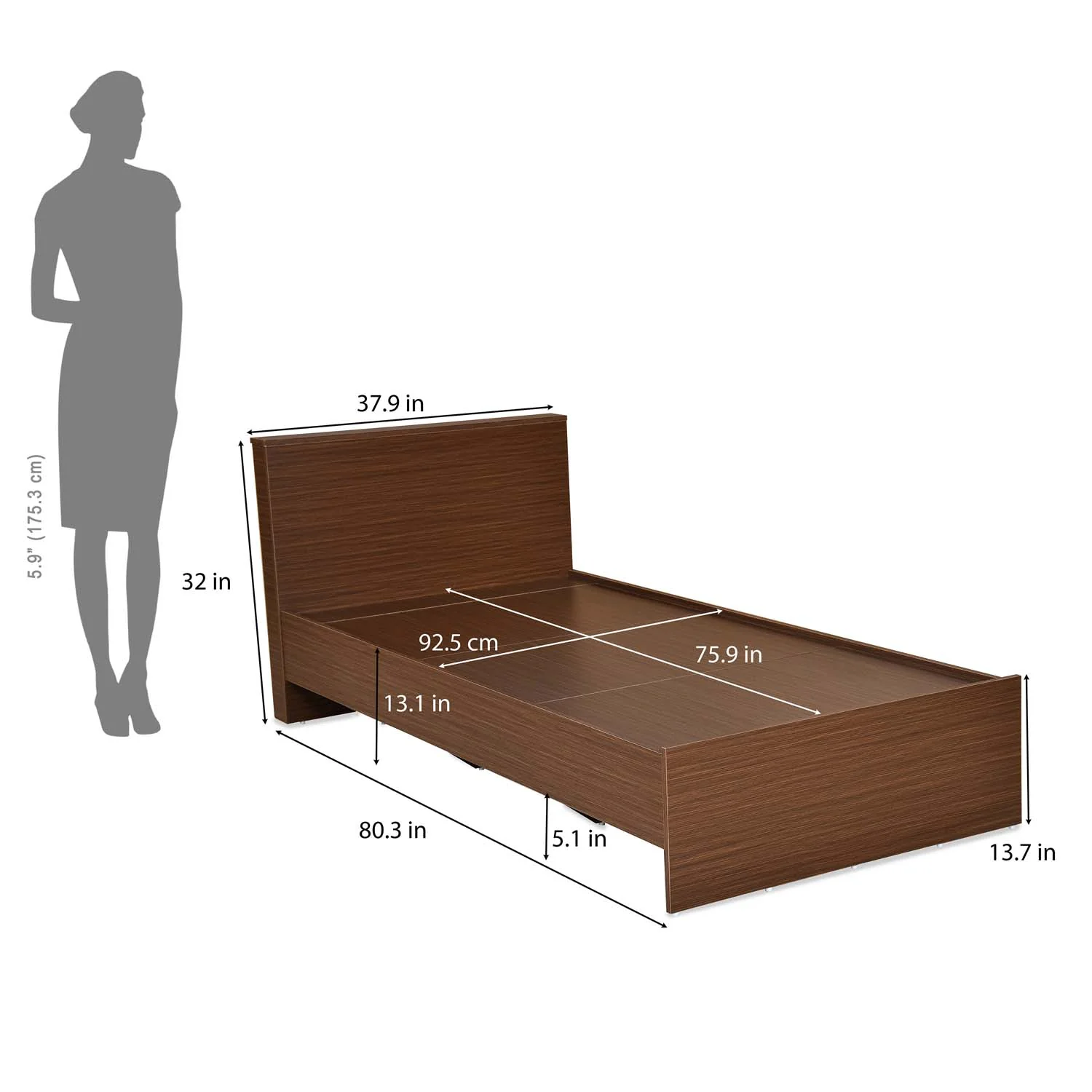 Nilkamal Arthur Plus Single Bed (Legno Oak Dark) - Image 5