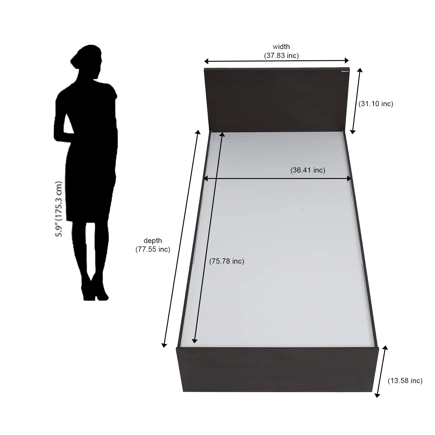 Nilkamal Arthur Single Bed (Walnut) - Image 15