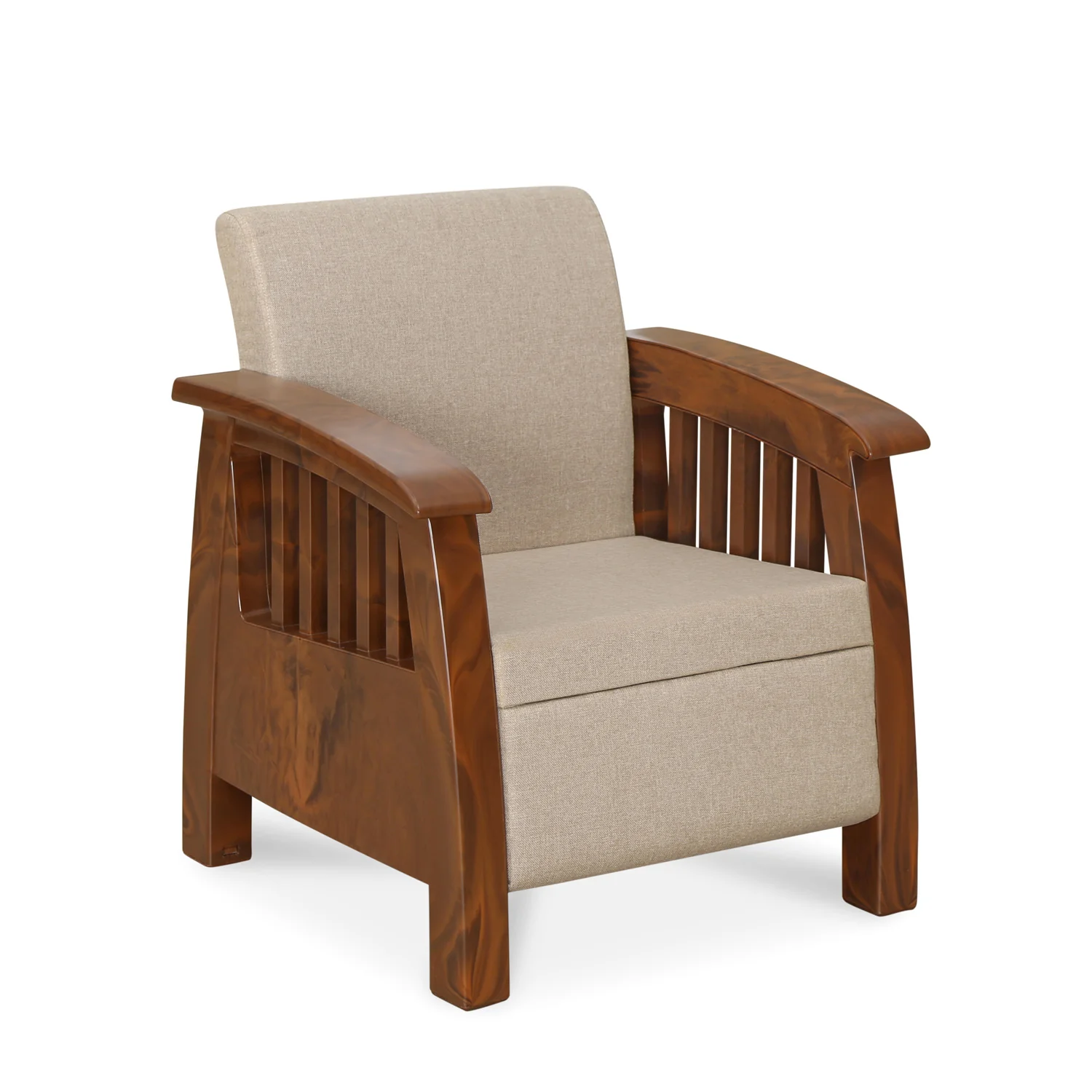 Nilkamal Aspire 1 Seater Plastic Sofa (Walnut) - Image 5