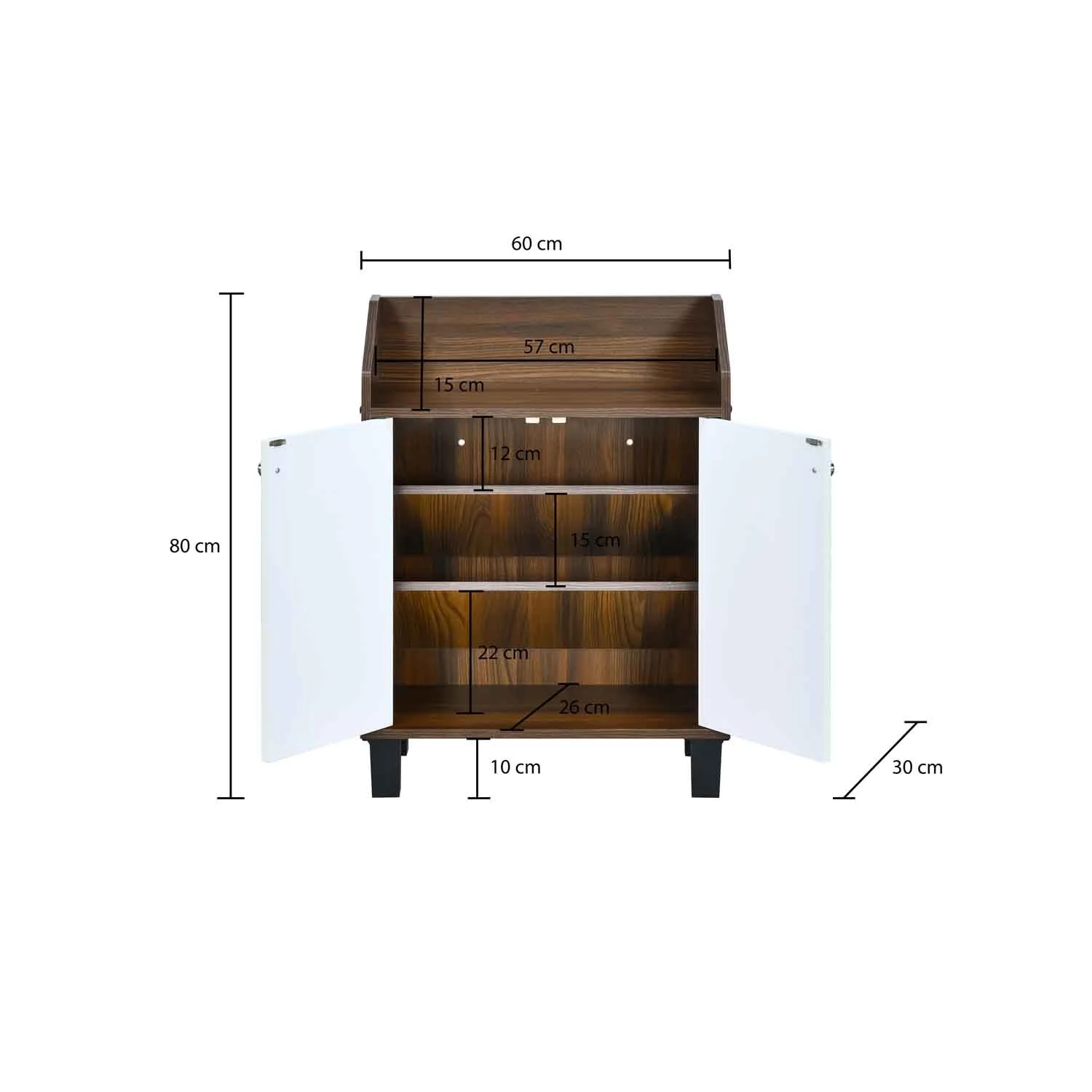 Nilkamal Aze Engineered Wood Shoe Cabinet (Walnut & White) - Image 8