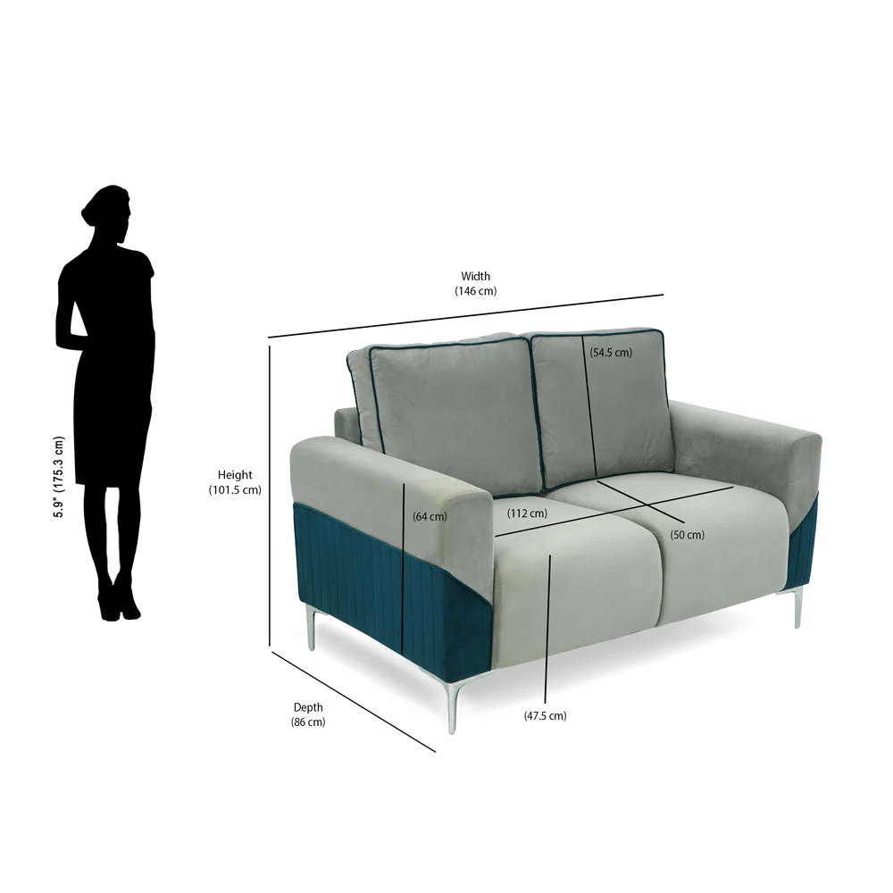 Nilkamal Boston 2 Seater Sofa (Grey & Blue) - Image 9