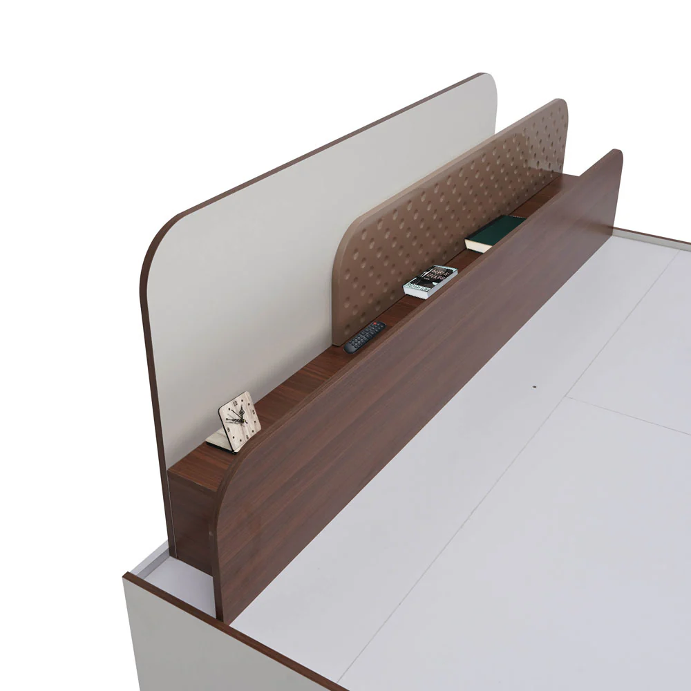 Nilkamal Bruce King Bed with Box Storage (Walnut & Cappuccino) - Image 15