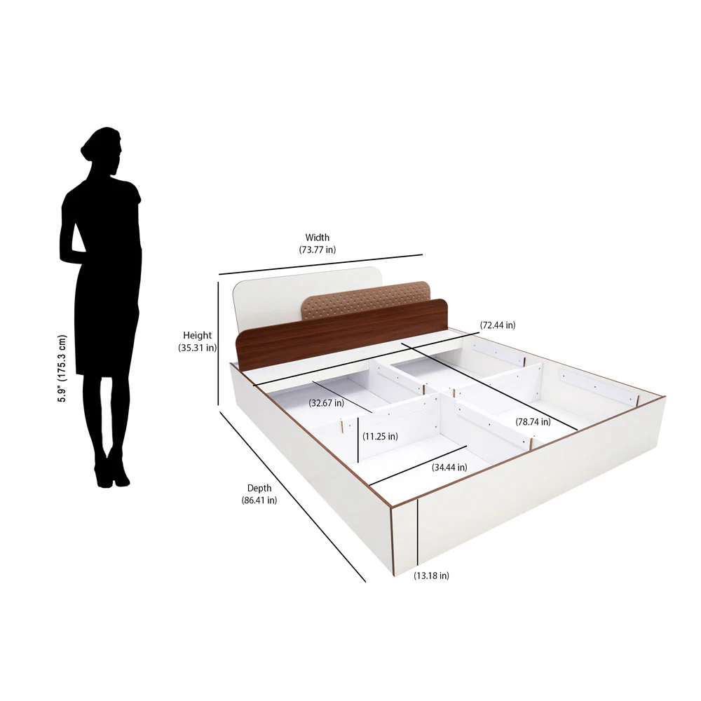 Nilkamal Bruce King Bed with Box Storage (Walnut & Cappuccino) - Image 19
