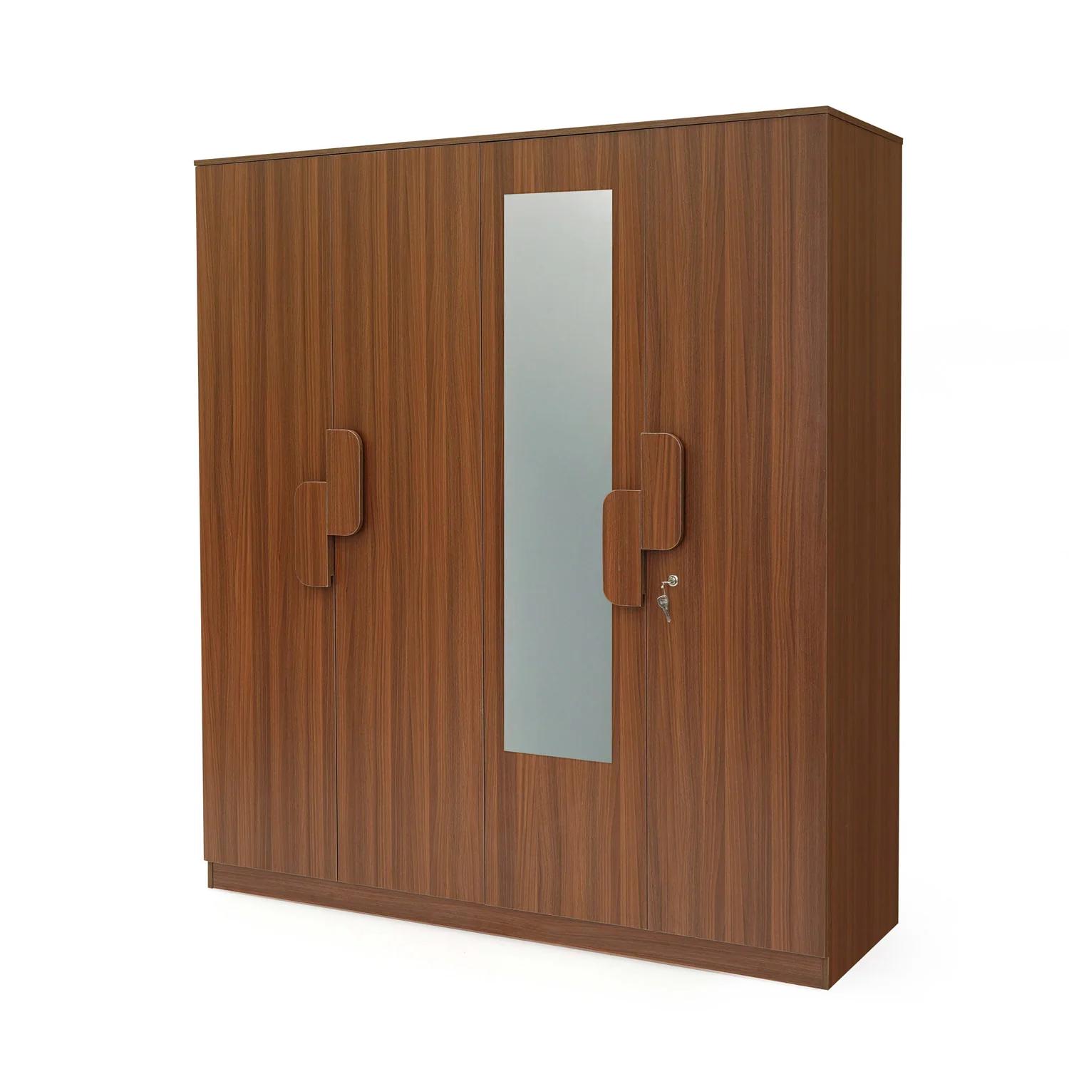 Nilkamal Calipso 4 Door Wardrobe With Mirror (Classic Plank Walnut) - Image 2