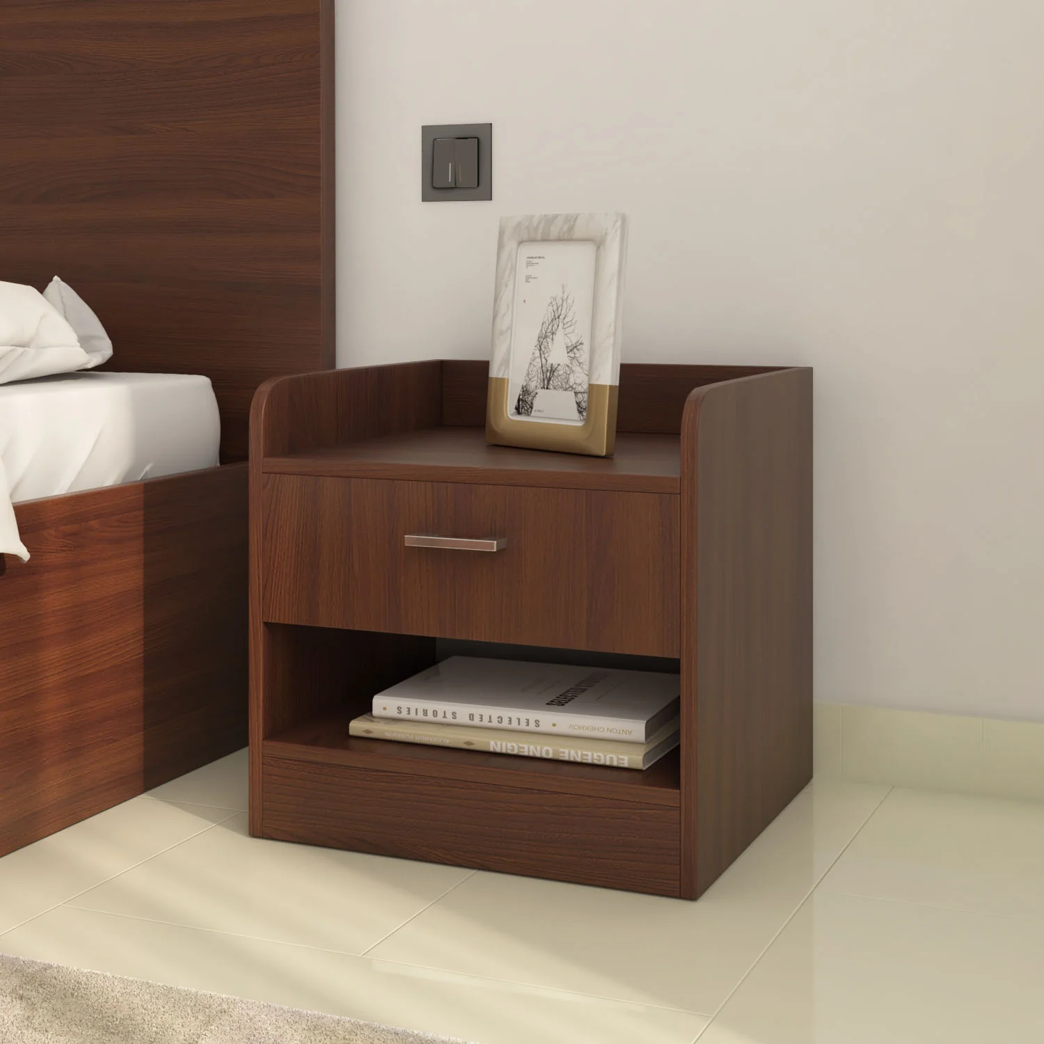 Nilkamal Calipso Night Stand (Classic Plank Walnut)
