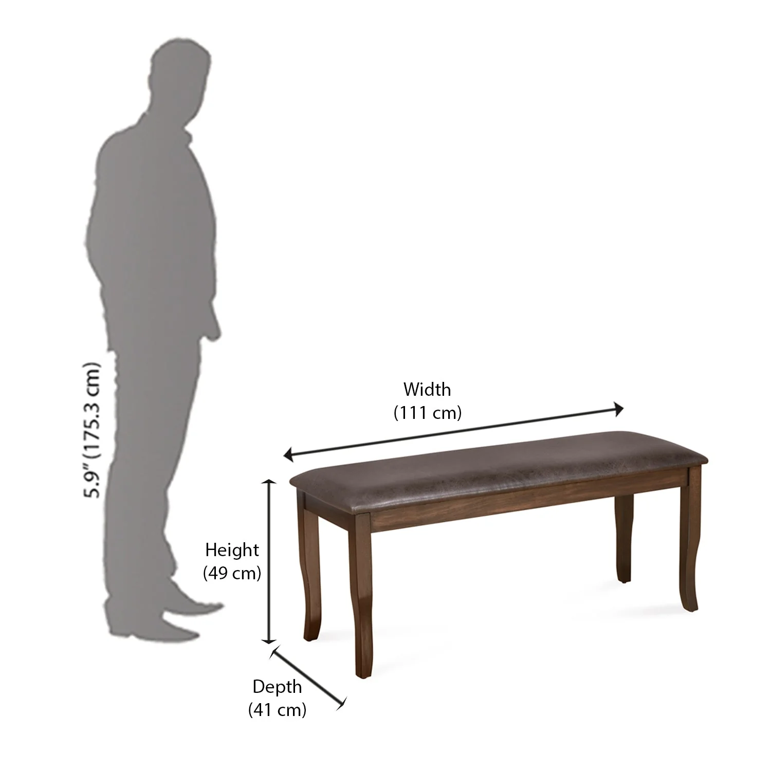 Nilkamal Camilla Multi Use Long Sitting Bench for Living Room | Dining Room (Dark Walnut) - Image 7