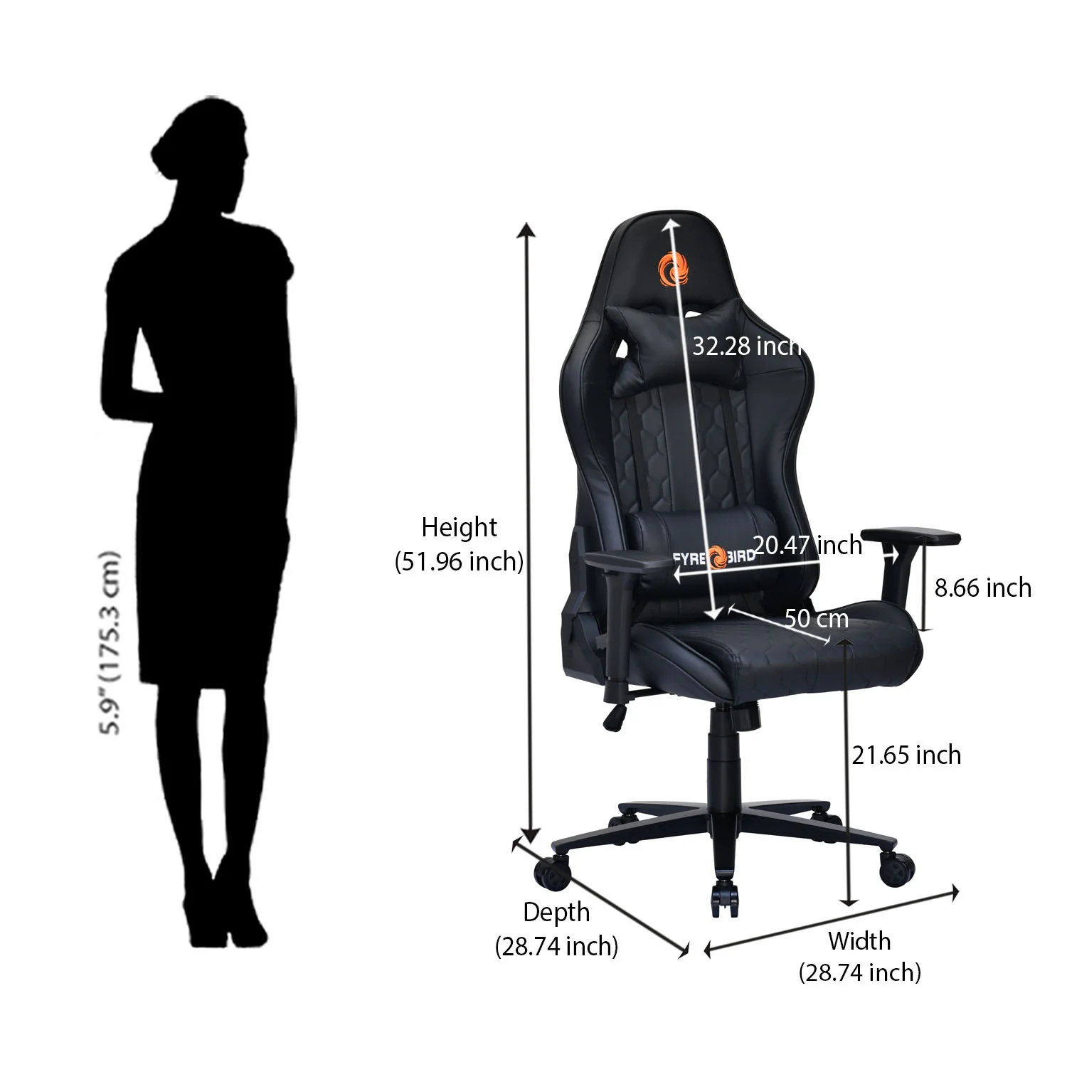 Nilkamal Fyrebird Canophy Gaming Chair (Black) - Image 28