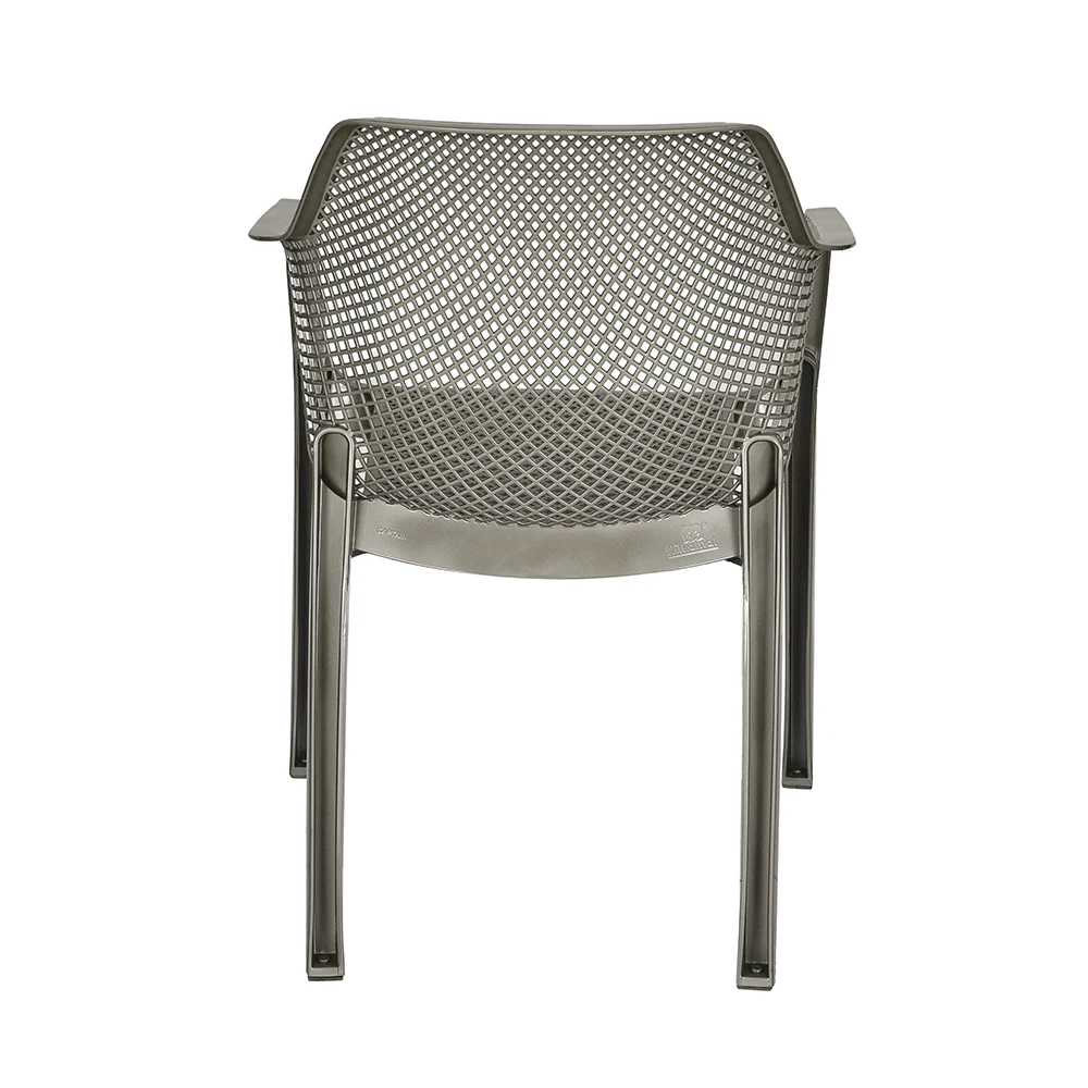 Nilkamal Captain Plastic Arm Chair With Leatherette Cushion (Metallic Dark) - Image 5