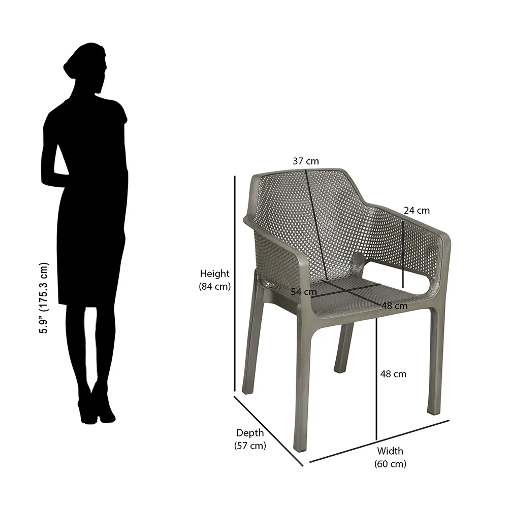 Nilkamal Captain Plastic Arm Chair With Leatherette Cushion (Metallic Dark) - Image 7