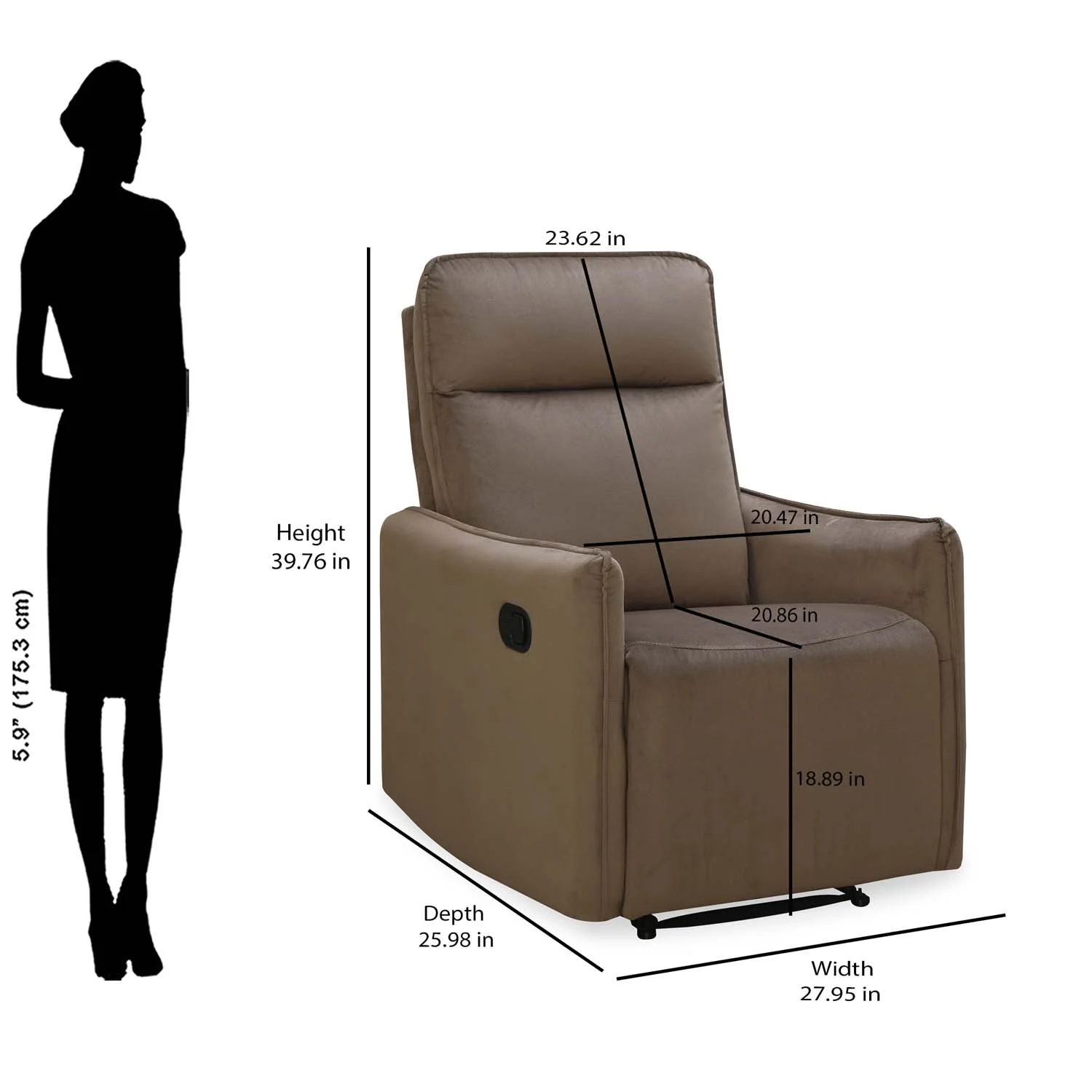 Nilkamal Carlton 1 Seater Manual Recliner (Light Brown) - Image 13
