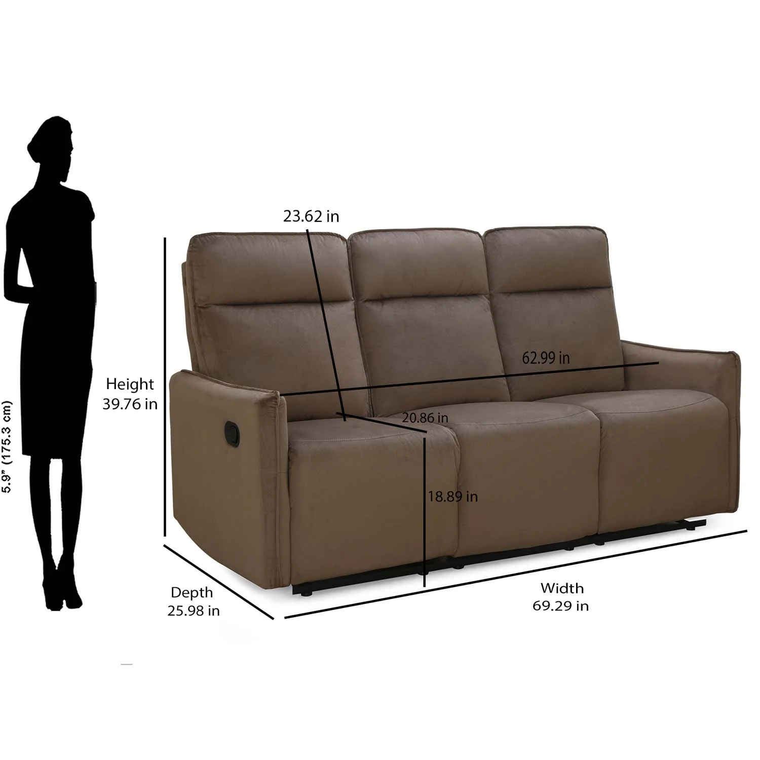 Nilkamal Carlton 3 Seater Manual Recliner (Light Brown) - Image 13