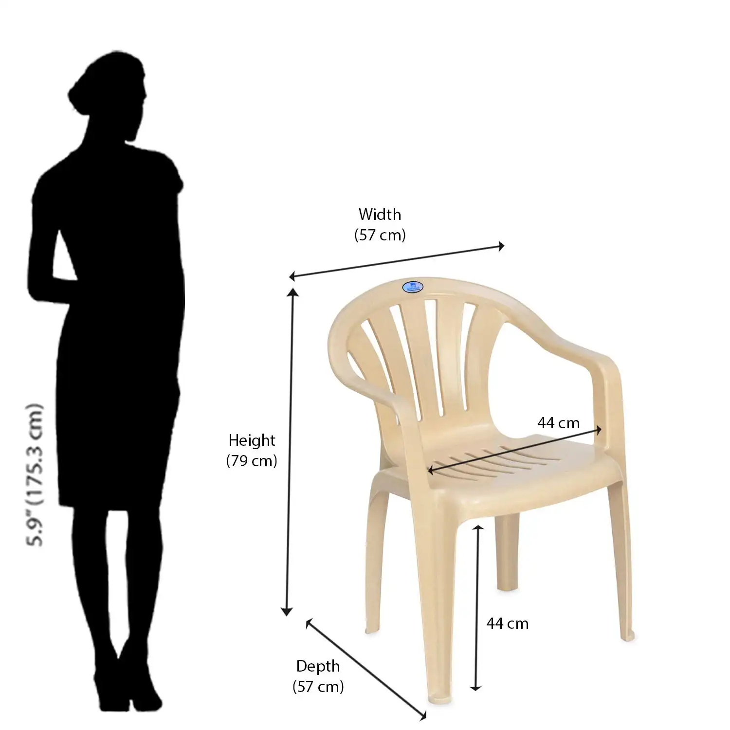 Nilkamal CHR2005 Plastic Arm Chair (Marble Beige) - Image 9