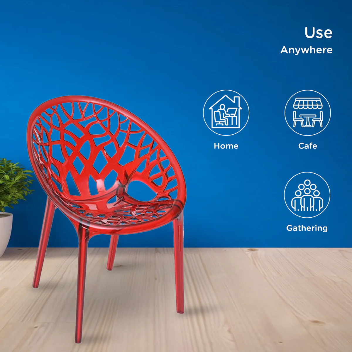 Nilkamal Crystal Polypropylene Premium Chair (Red Wine) - Image 4