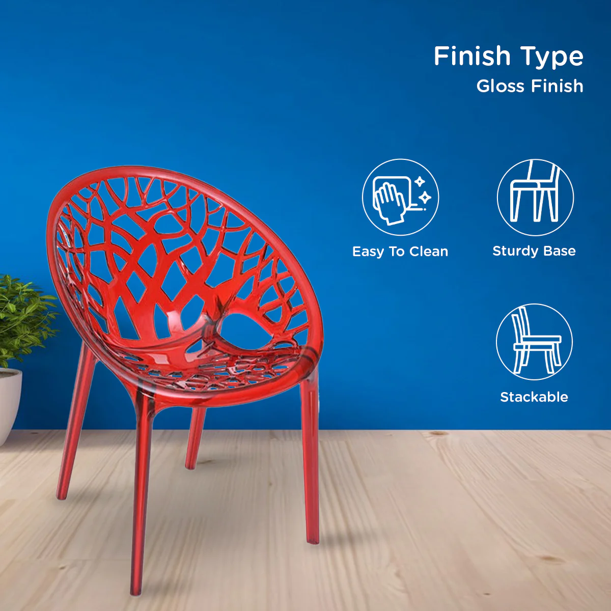 Nilkamal Crystal Polypropylene Premium Chair (Red Wine) - Image 5
