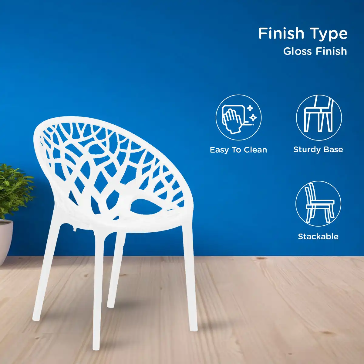 Nilkamal Crystal Polypropylene Premium Chair (Milky White) - Image 6
