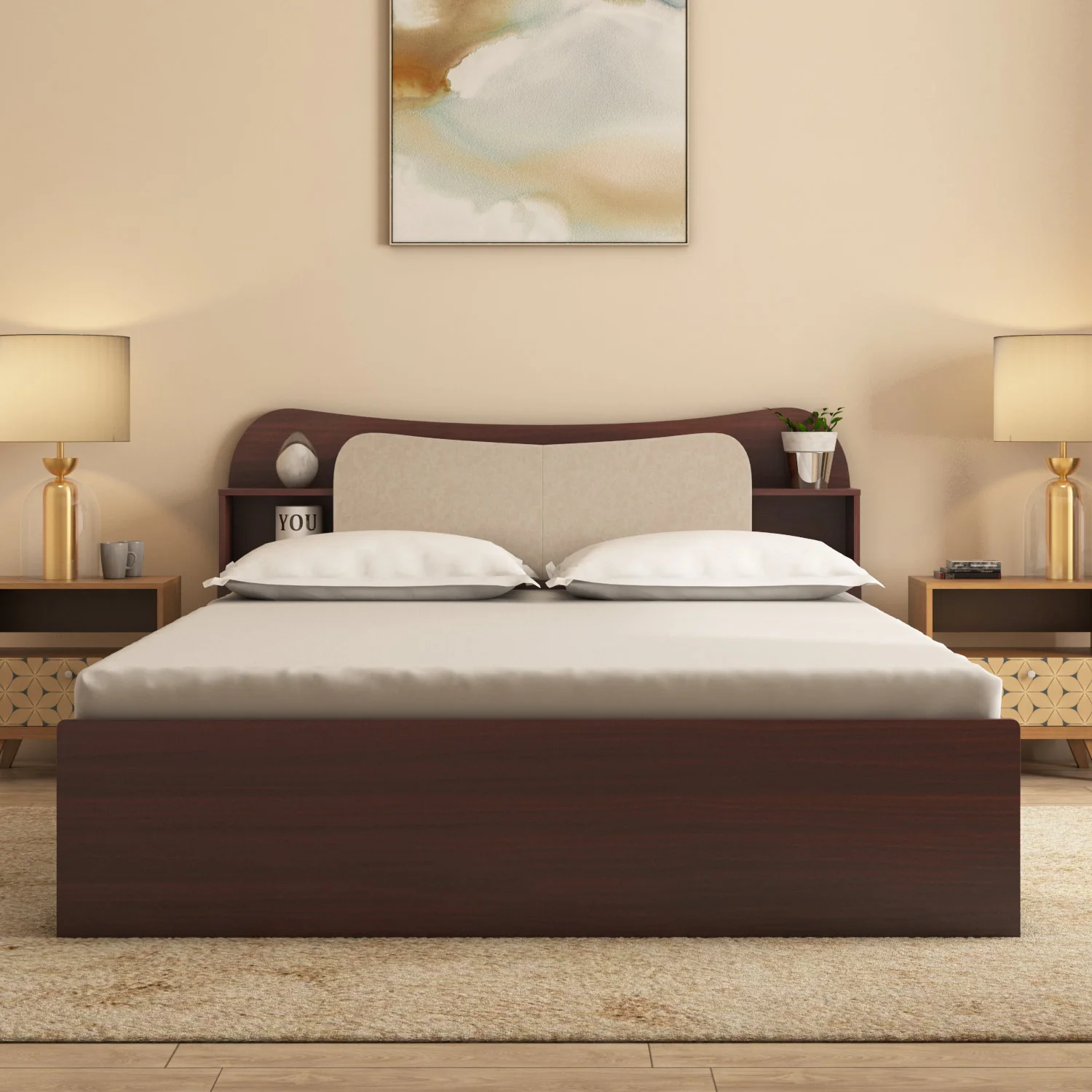 Nilkamal Daffodil King Bed with Box Storage (Walnut) - Image 3