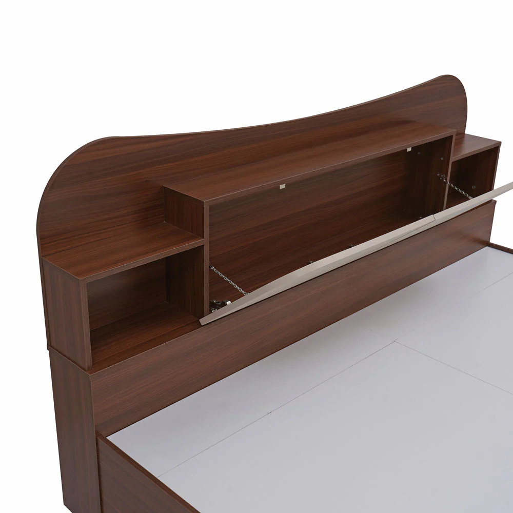 Nilkamal Daffodil Queen Bed with Box Storage (Walnut) - Image 4