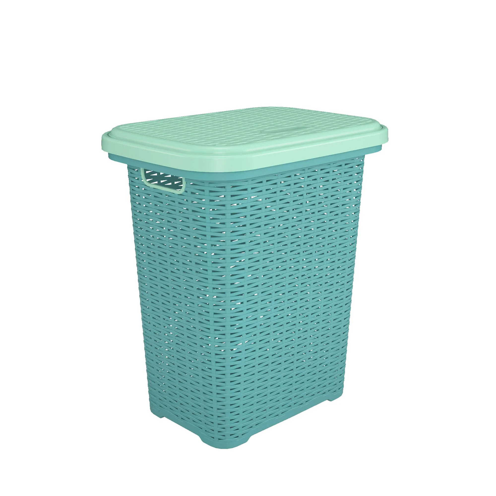 Nilkamal Elegance Laundry Basket 50 Litre with Lid (Sapphire Blue & Sea Blue) - Image 5
