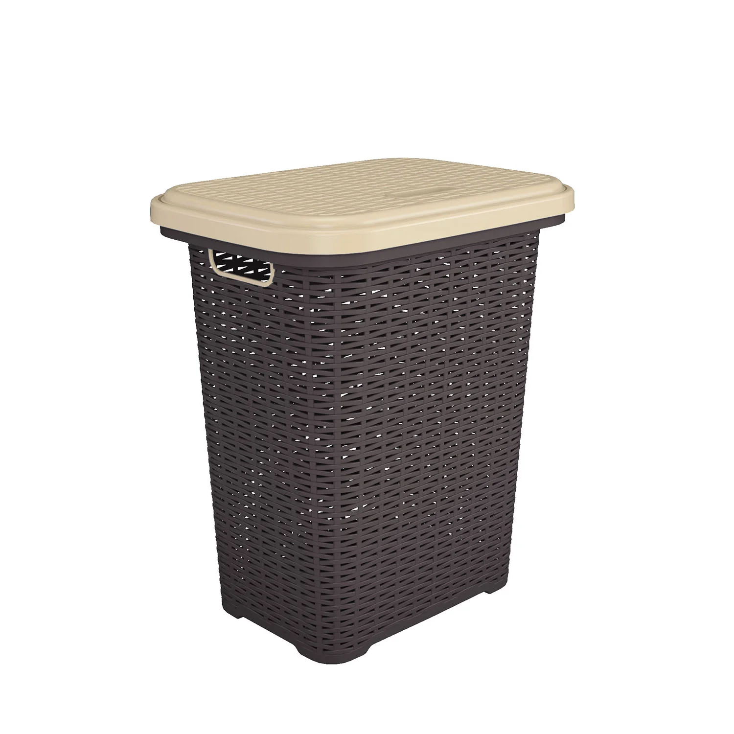 Nilkamal Elegance Laundry Basket 50 Litre with Lid (Season Rust Brown & Marble Beige) - Image 6