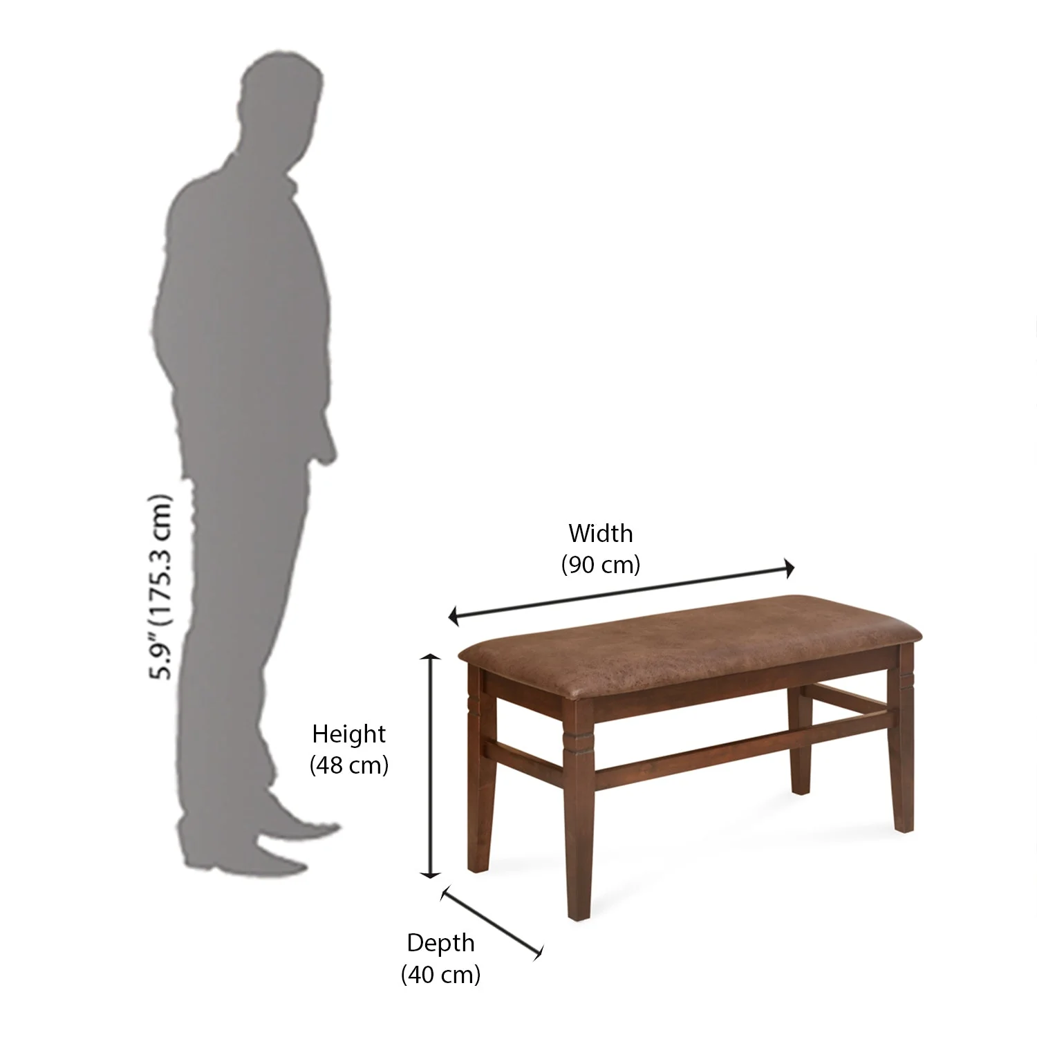 Nilkamal Fern Multi Use Medium Sitting Bench for Living Room | Dining Room (Erin Brown) - Image 8