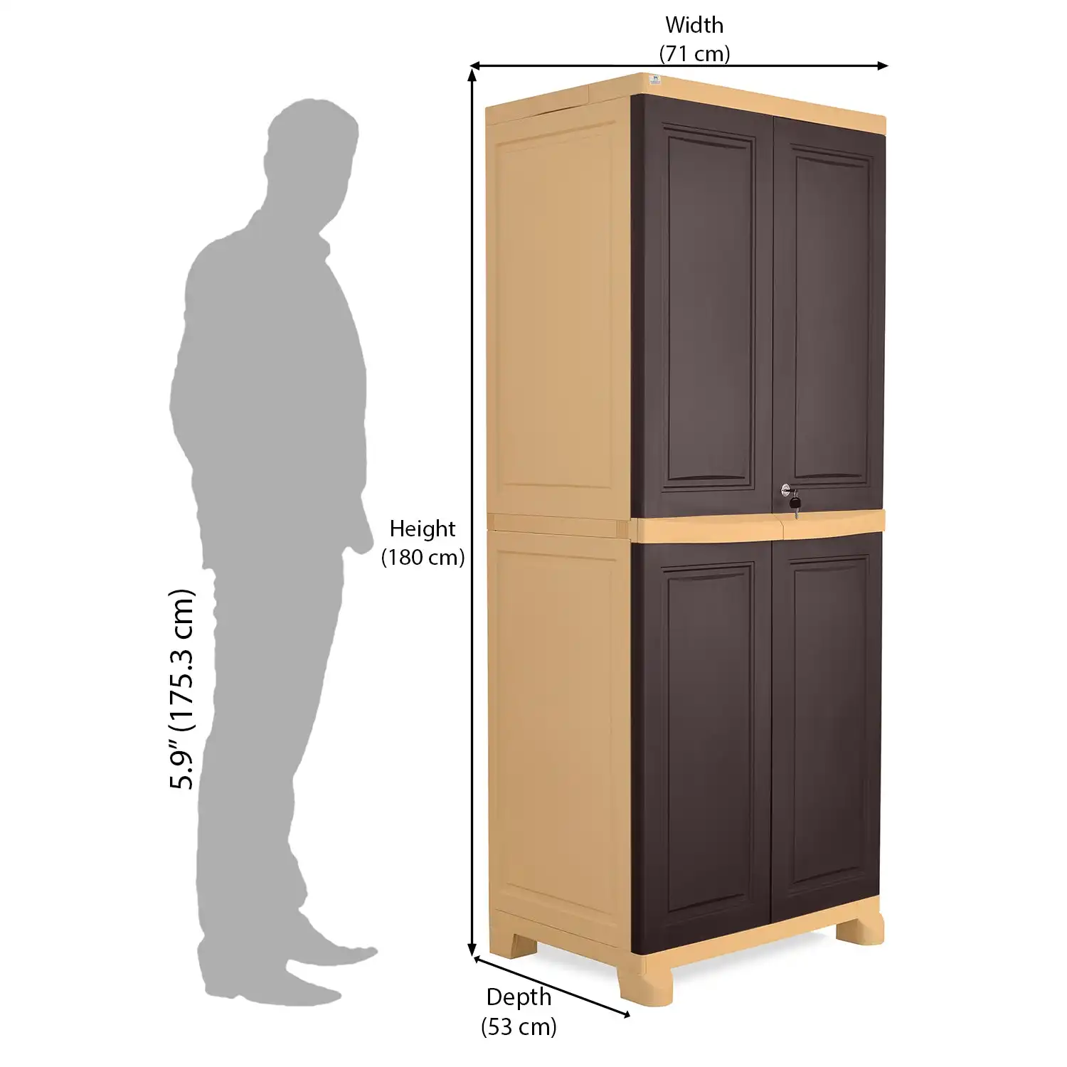 Nilkamal Freedom Big 1 (FB1) Plastic Storage Cabinet (Weathered Brown and Biscuit) - Image 10
