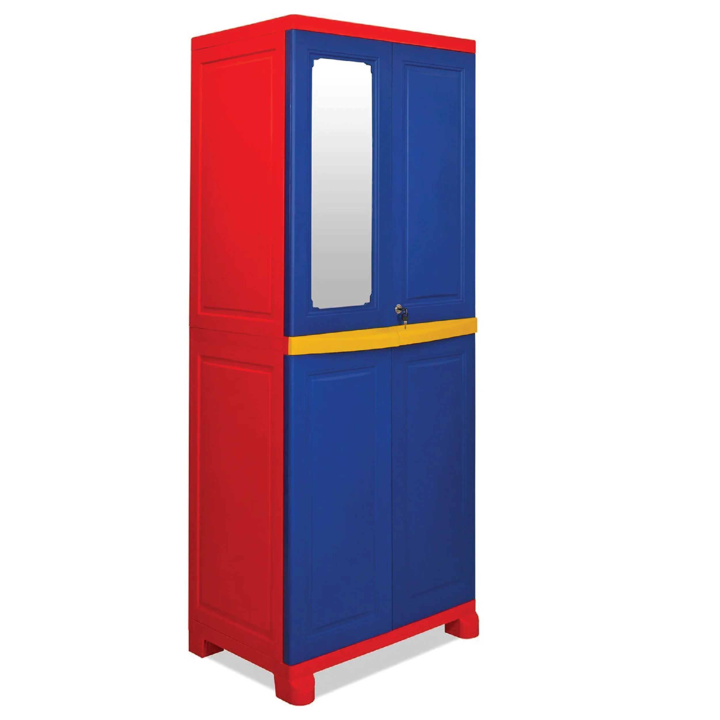 Nilkamal Freedom Big Mirror Cabinet (Pepsi Blue / Bright Red / Yellow) - Image 3