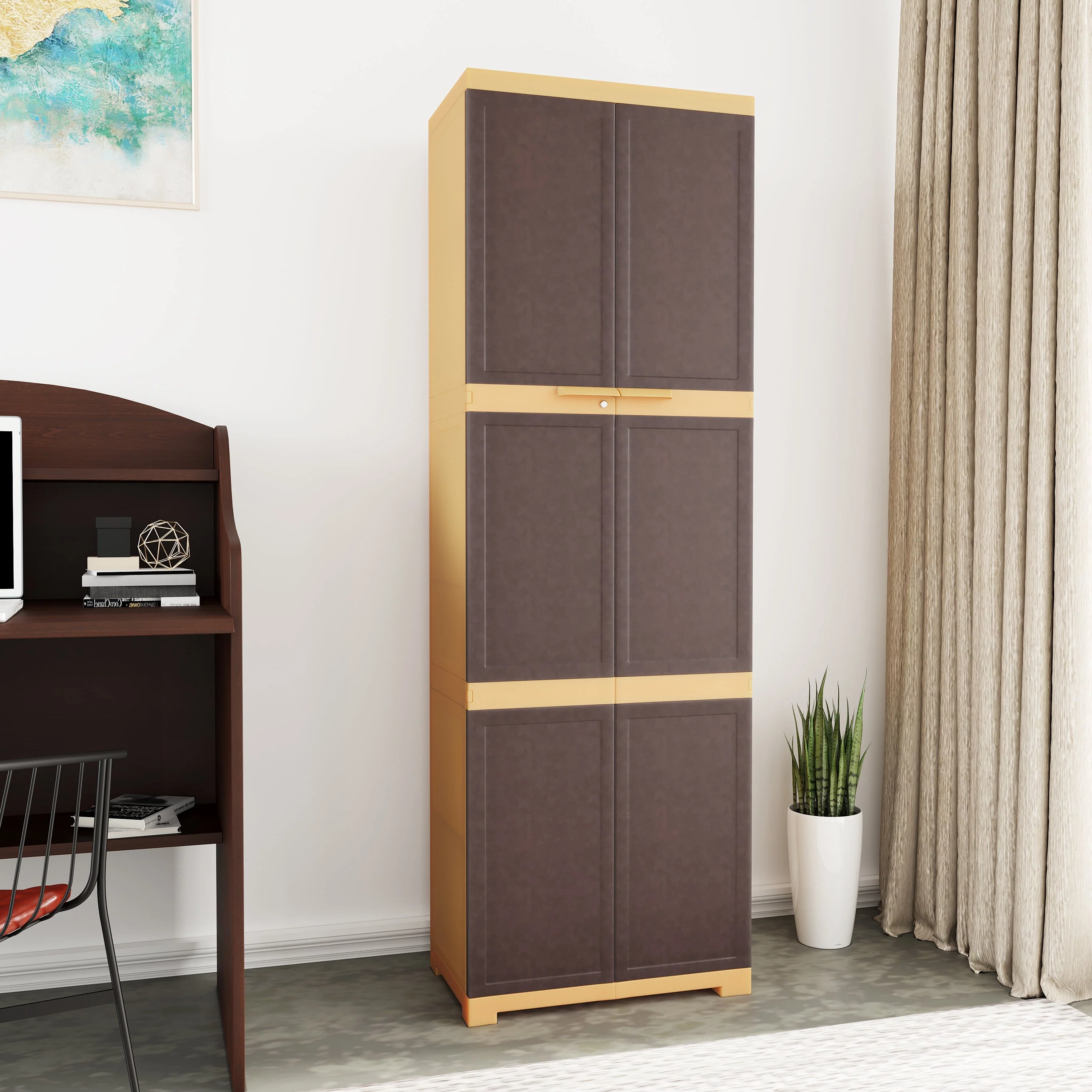 Nilkamal Freedom Mini Large (FML) Plastic Storage Cabinet (Weathered Brown / Biscuit) - Image 4