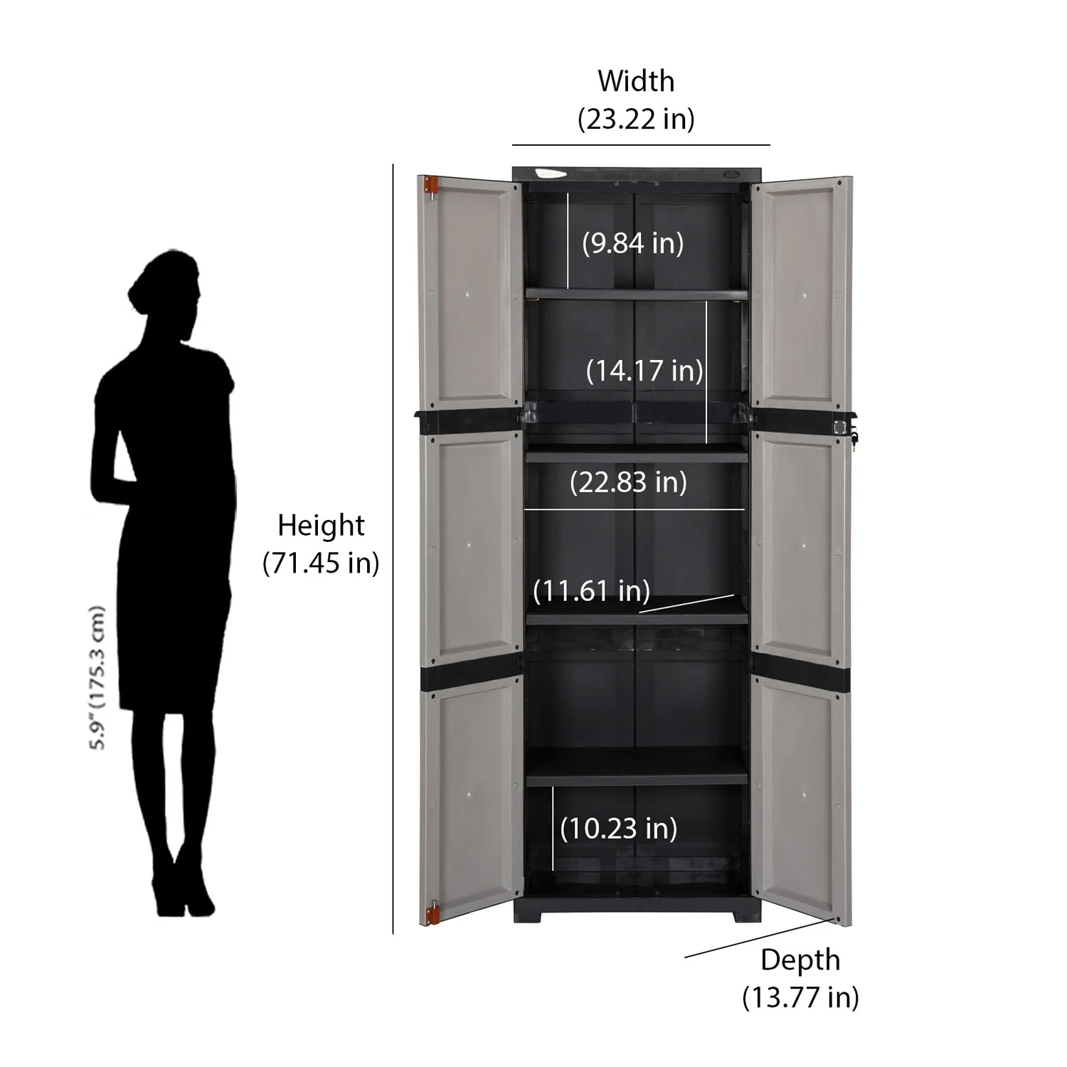 Nilkamal Freedom Mini Large (FML) Plastic Cabinet for Storage(Grey/Charcoal Grey) - Image 8