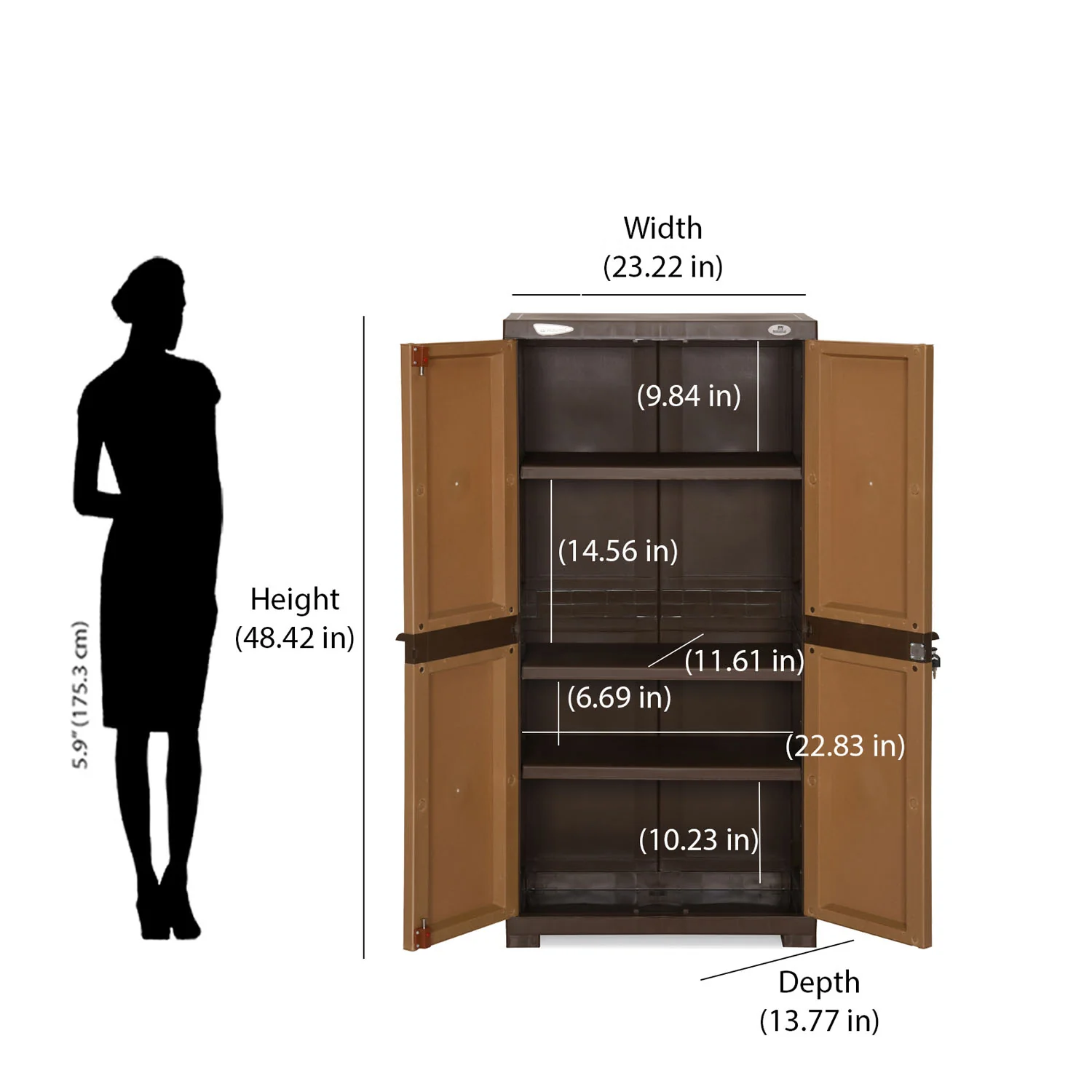 Nilkamal Freedom Mini Medium (FMM) Plastic Cabinet/Bookshelf (Sandy & Dark Brown) - Image 9
