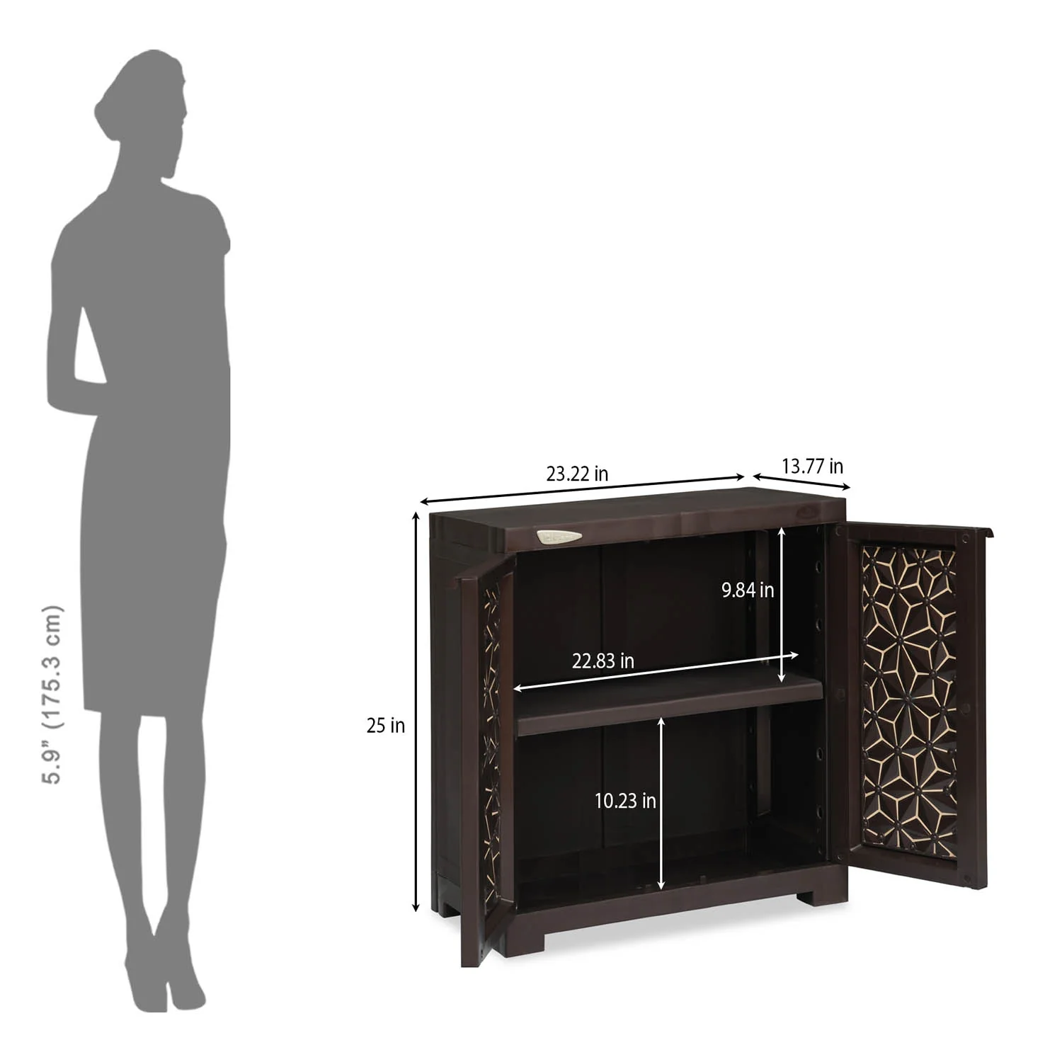 Nilkamal Freedom Star Small (FMSSTAR) Plastic Storage Cabinet (Weather Brown & Biscuit) - Image 11