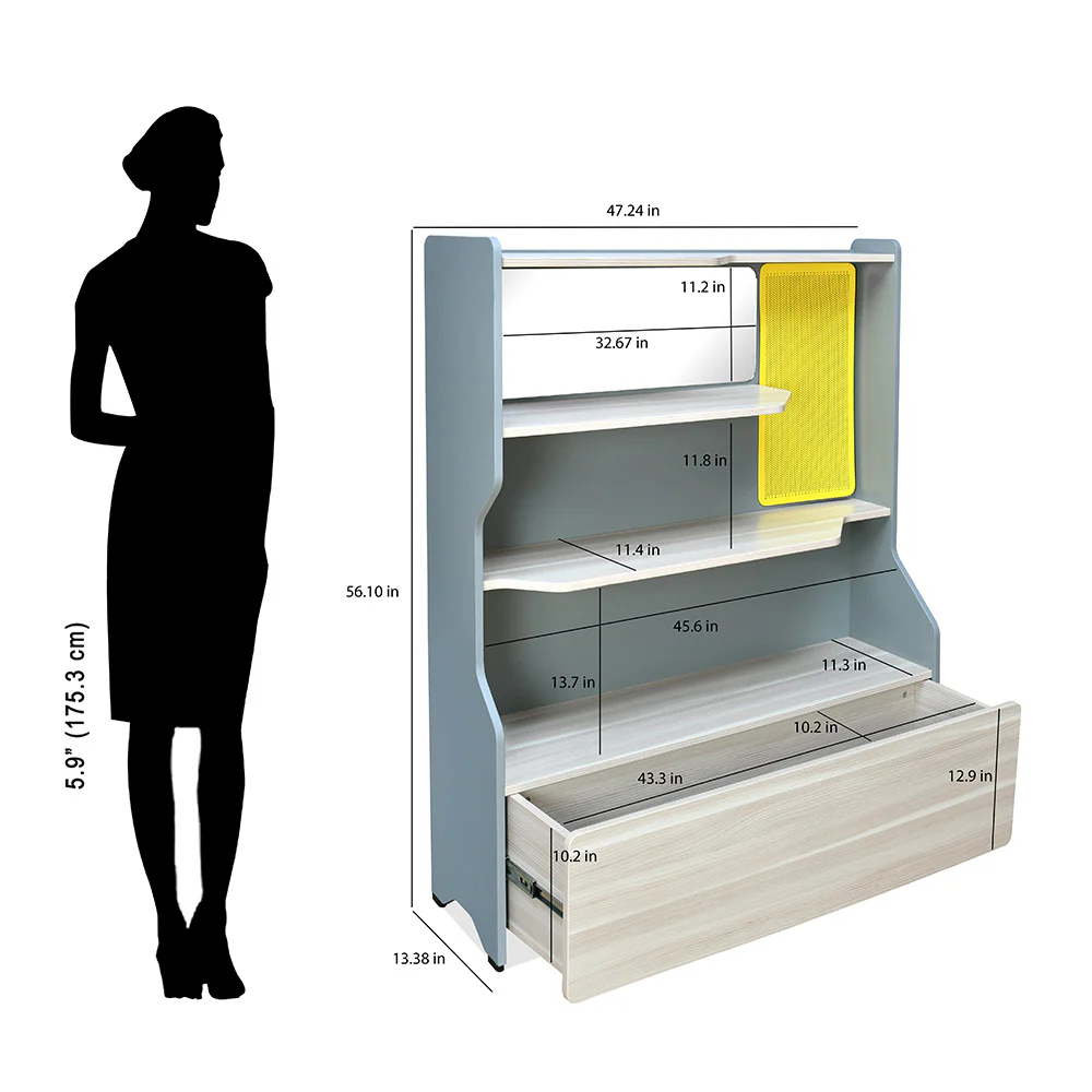 Nilkamal Furlenco Engineered Wood Display Unit in Cornsilk and Gothic Grey Finish - Image 9