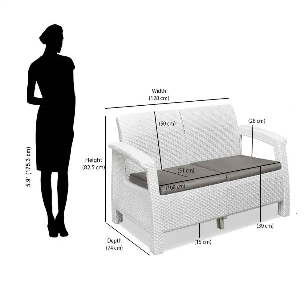 Nilkamal Goa Plastic 2 Seater Sofa with Cushion (Milky White and Grey) - Image 10