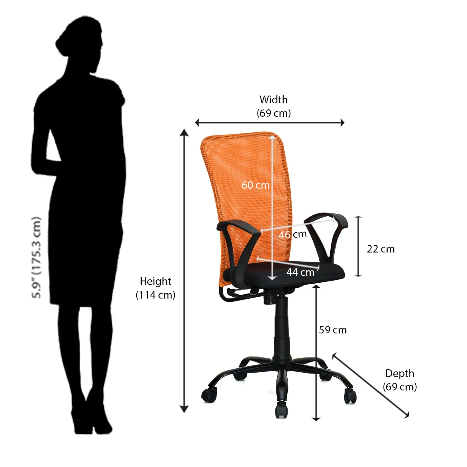 Nilkamal Hanoi Mid Back Office Chair - Image 17