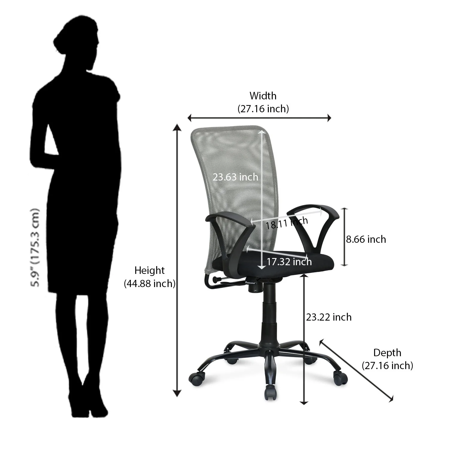 Nilkamal Hanoi Mid Back Office Chair - Image 36