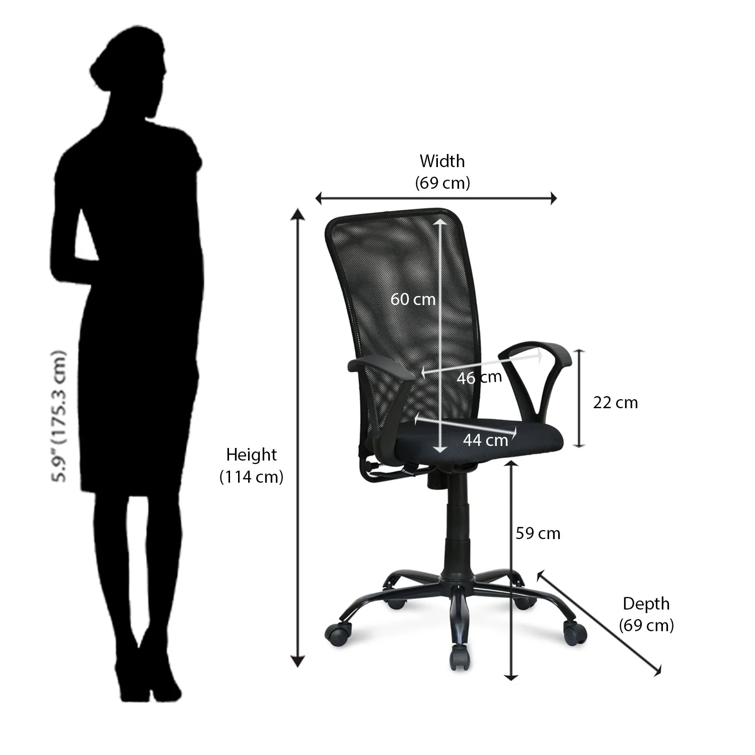Nilkamal Hanoi Mid Back Office Chair - Image 8