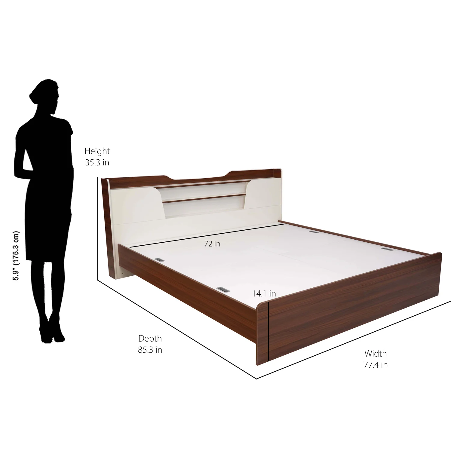 Nilkamal Hawk Calipso King Bed Without Storage (Classic Plank Walnut/White) - Image 9