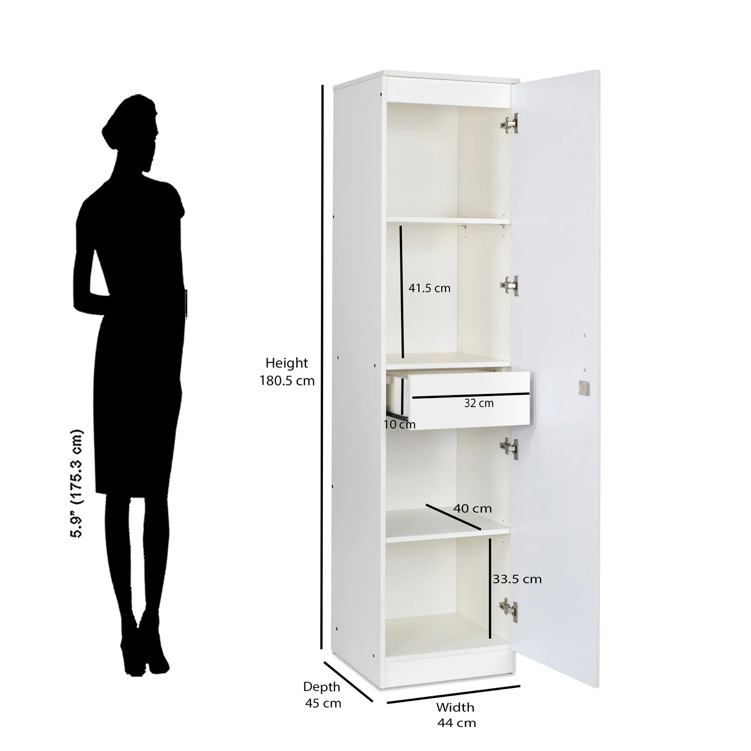 Nilkamal Marbito 1 Door Wardrobe (White) - Image 11