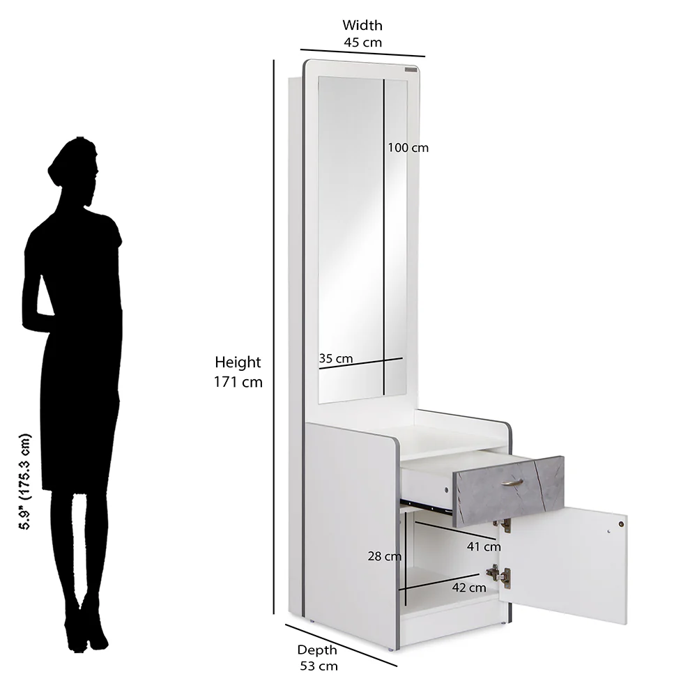 Nilkamal Marbito Dresser With Mirror (White) - Image 10