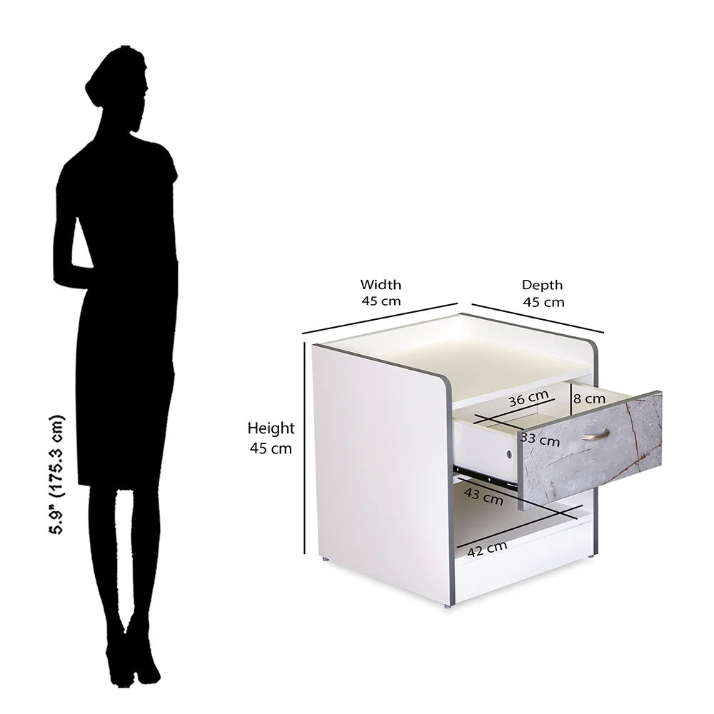 Nilkamal Marbito Night Stand (White) - Image 8