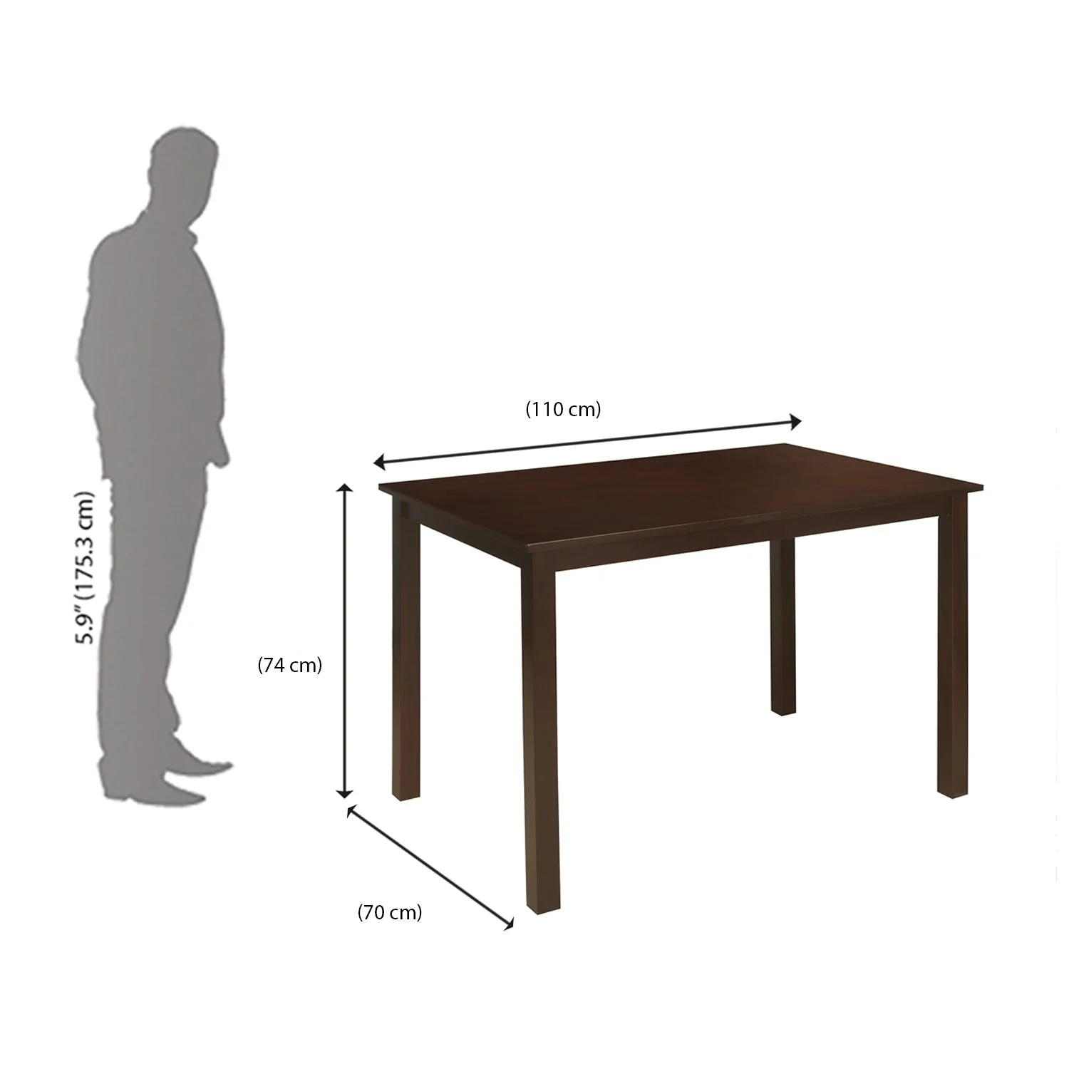 Nilkamal Mauna 4 Seater Dining Table (Dark Cappuccino) - Image 6