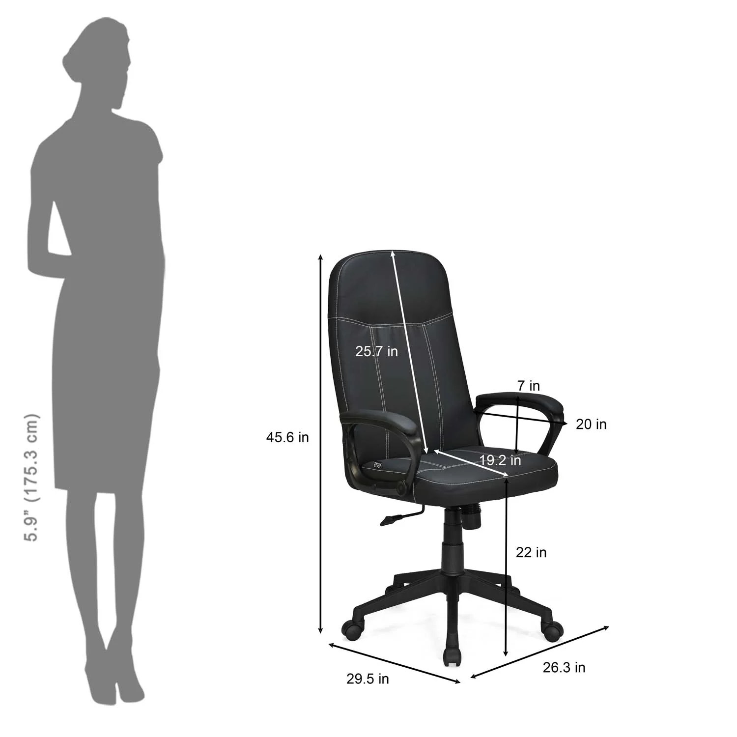 Nilkamal Mayor High Back Office Chair (Black) - Image 13