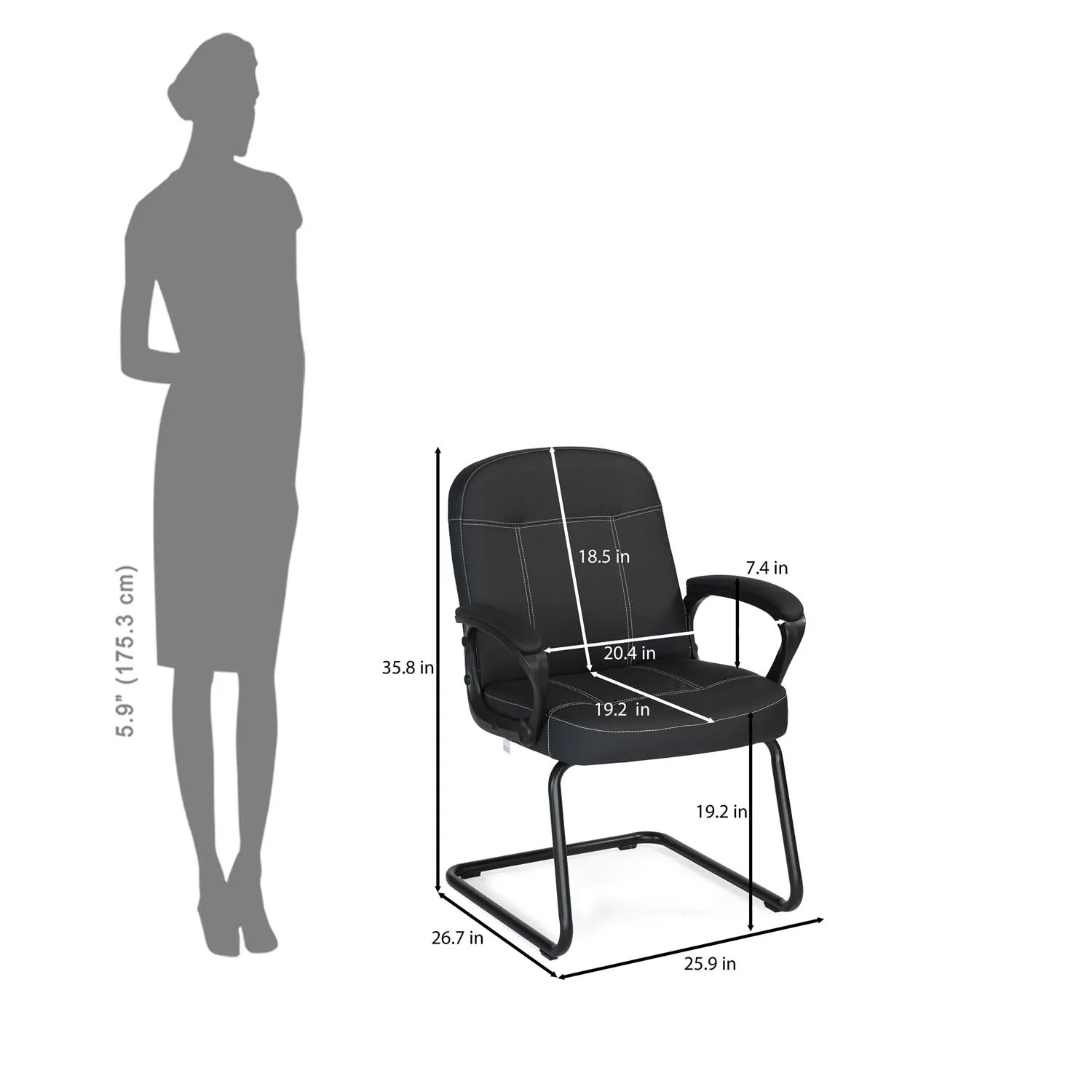 Nilkamal Mayor Visitor Chair (Black) - Image 12