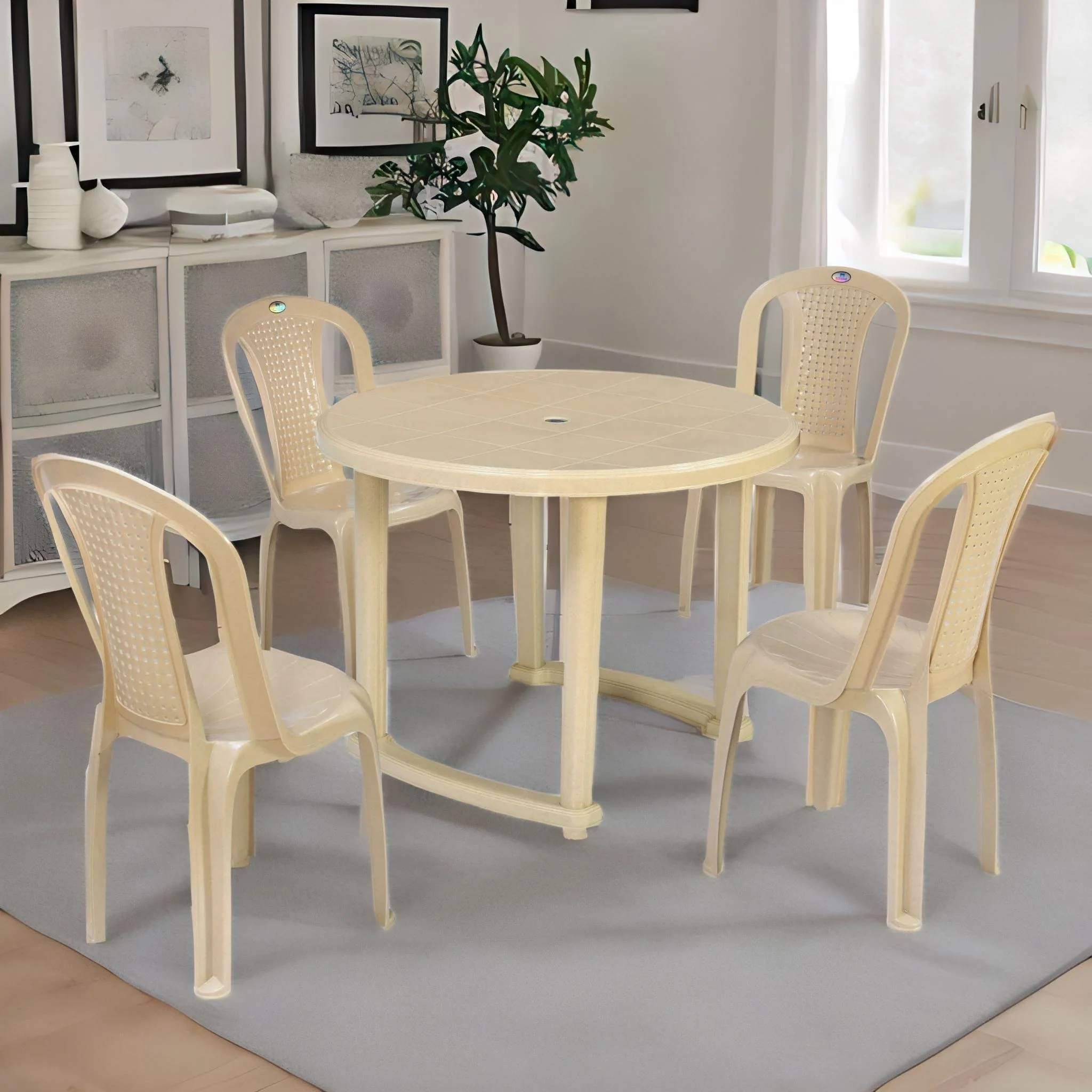 Nilkamal Meridian Kross Leg 4 Seater Dining Set